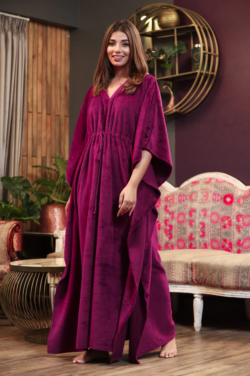 Super Soft Wine Woollen Kaftan - Image 6