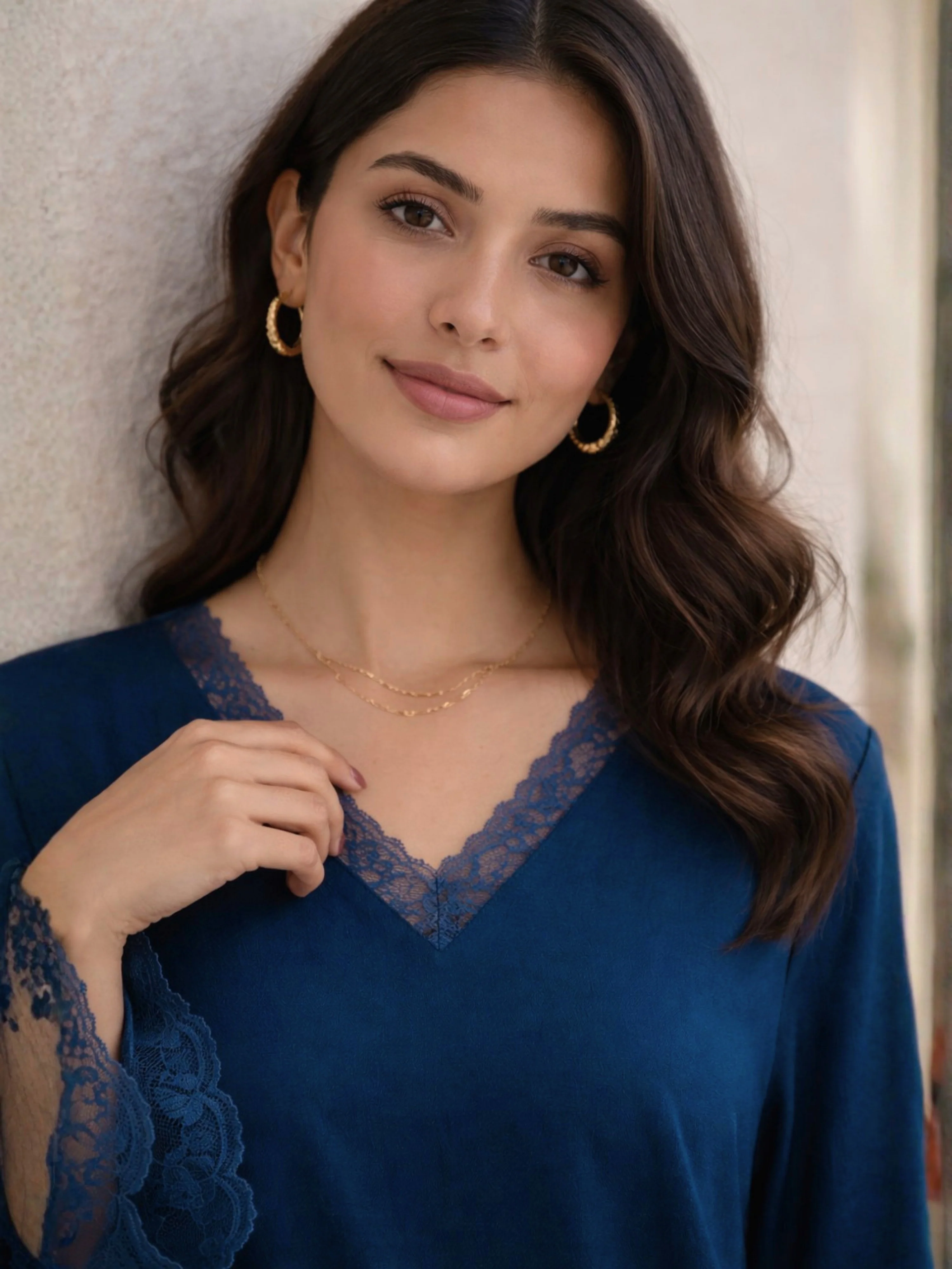 Teal Blue Soft Crepe V-Neck Maxi - Image 4