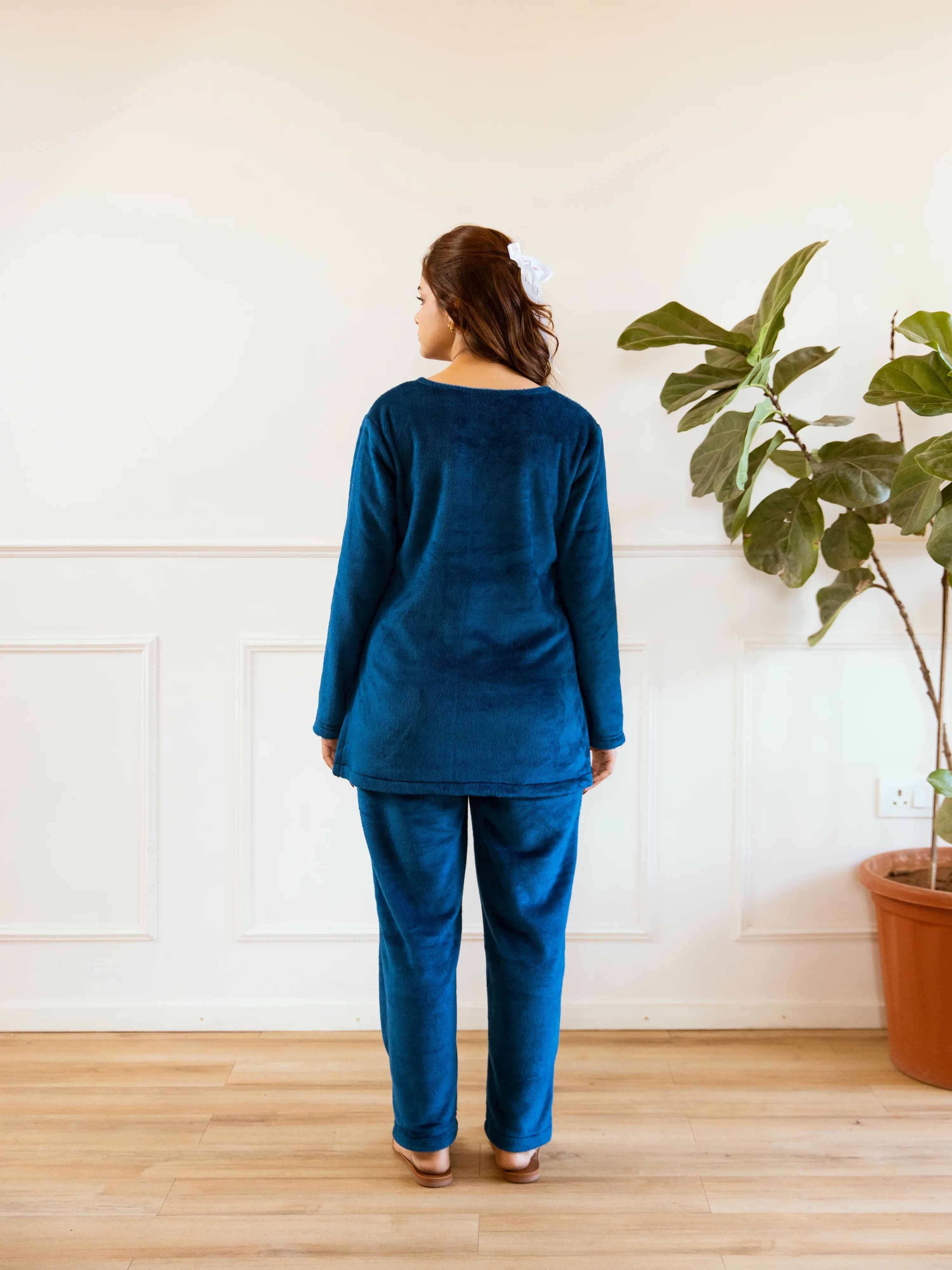 Teal Blue Super Soft Woollen Cardigan Set - Image 4