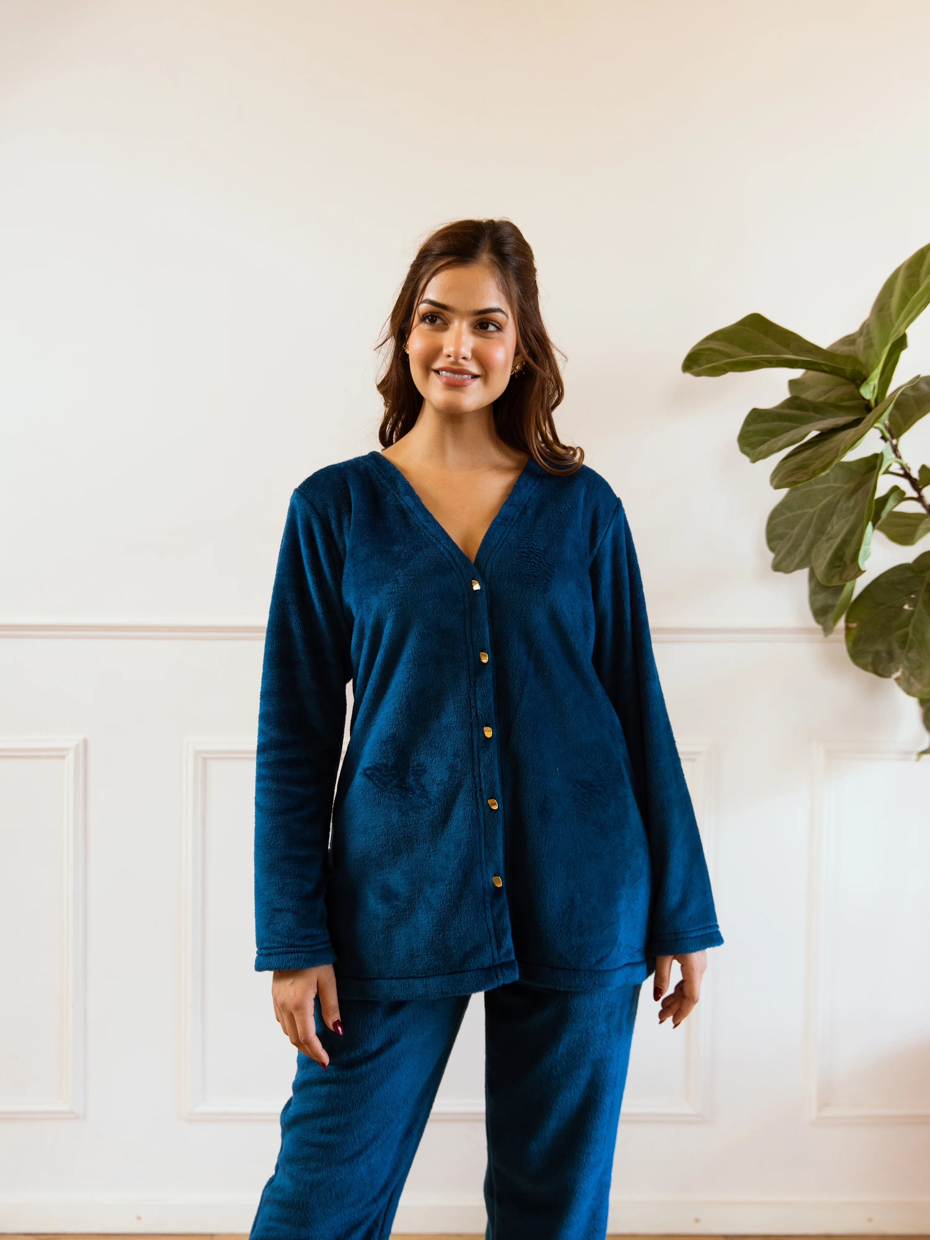 Teal Blue Super Soft Woollen Cardigan Set - Image 8