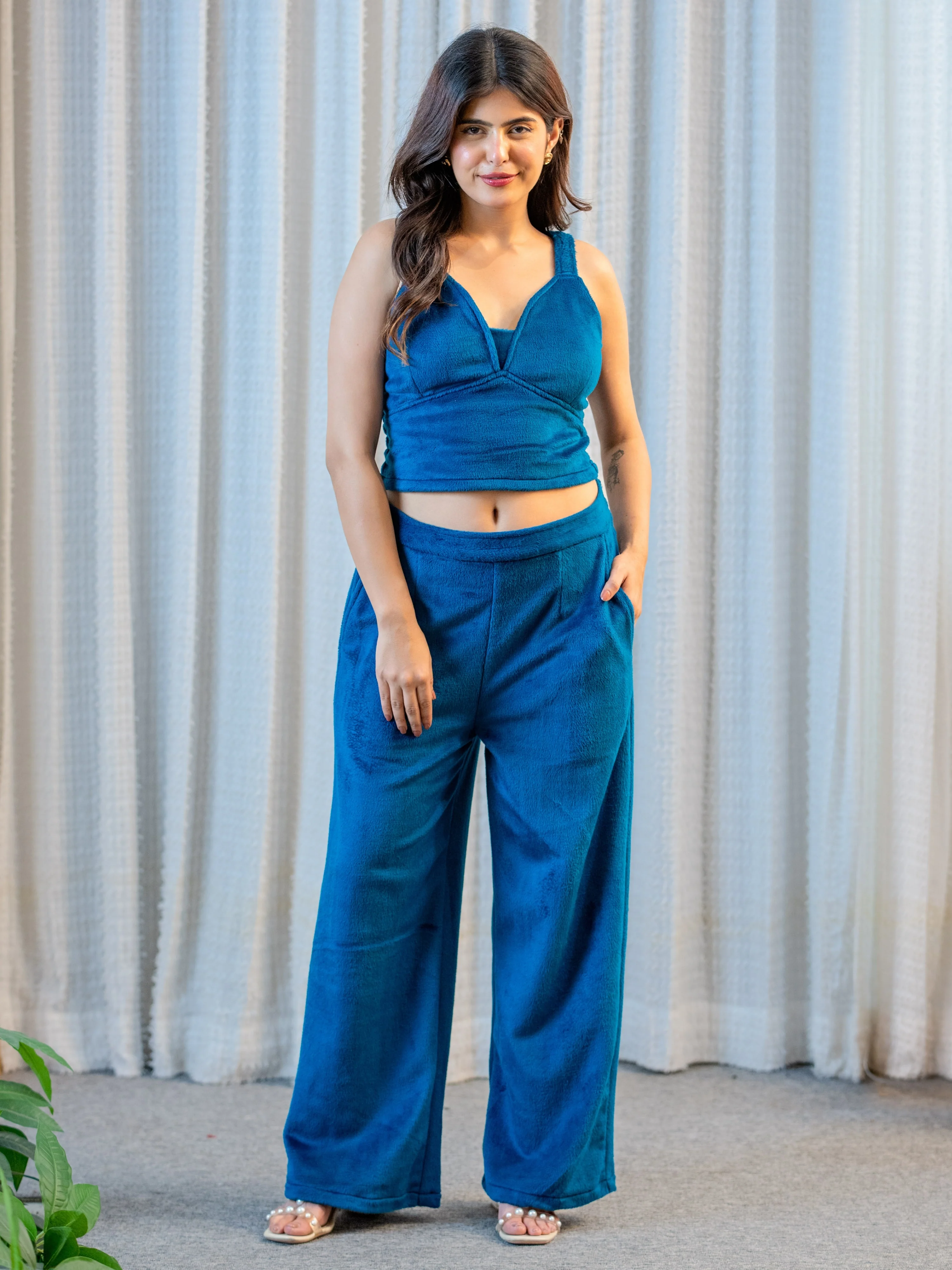Teal Super Soft Woollen 3 Piece Robe Set - Image 10