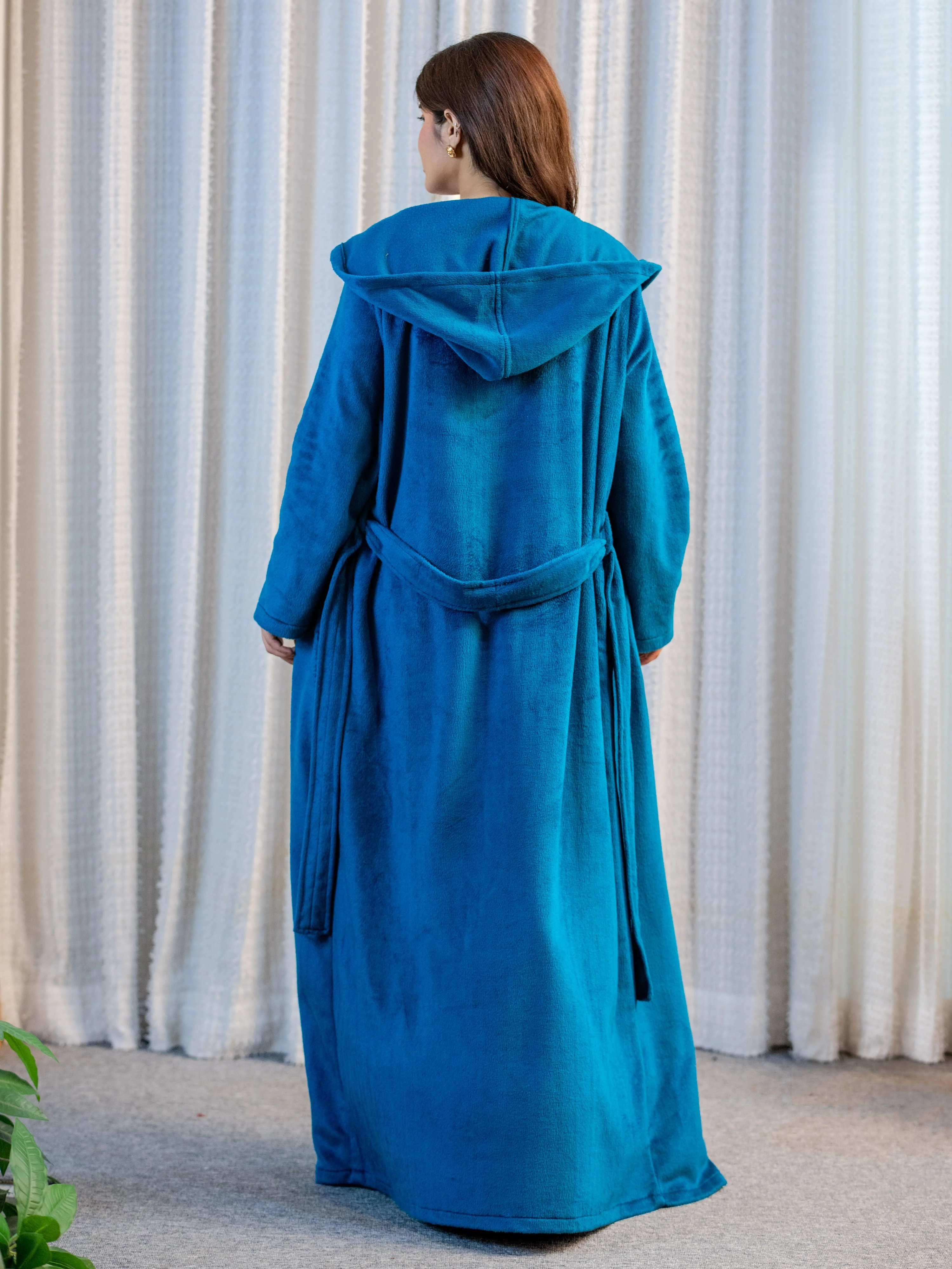 Teal Super Soft Woollen 3 Piece Robe Set - Image 8