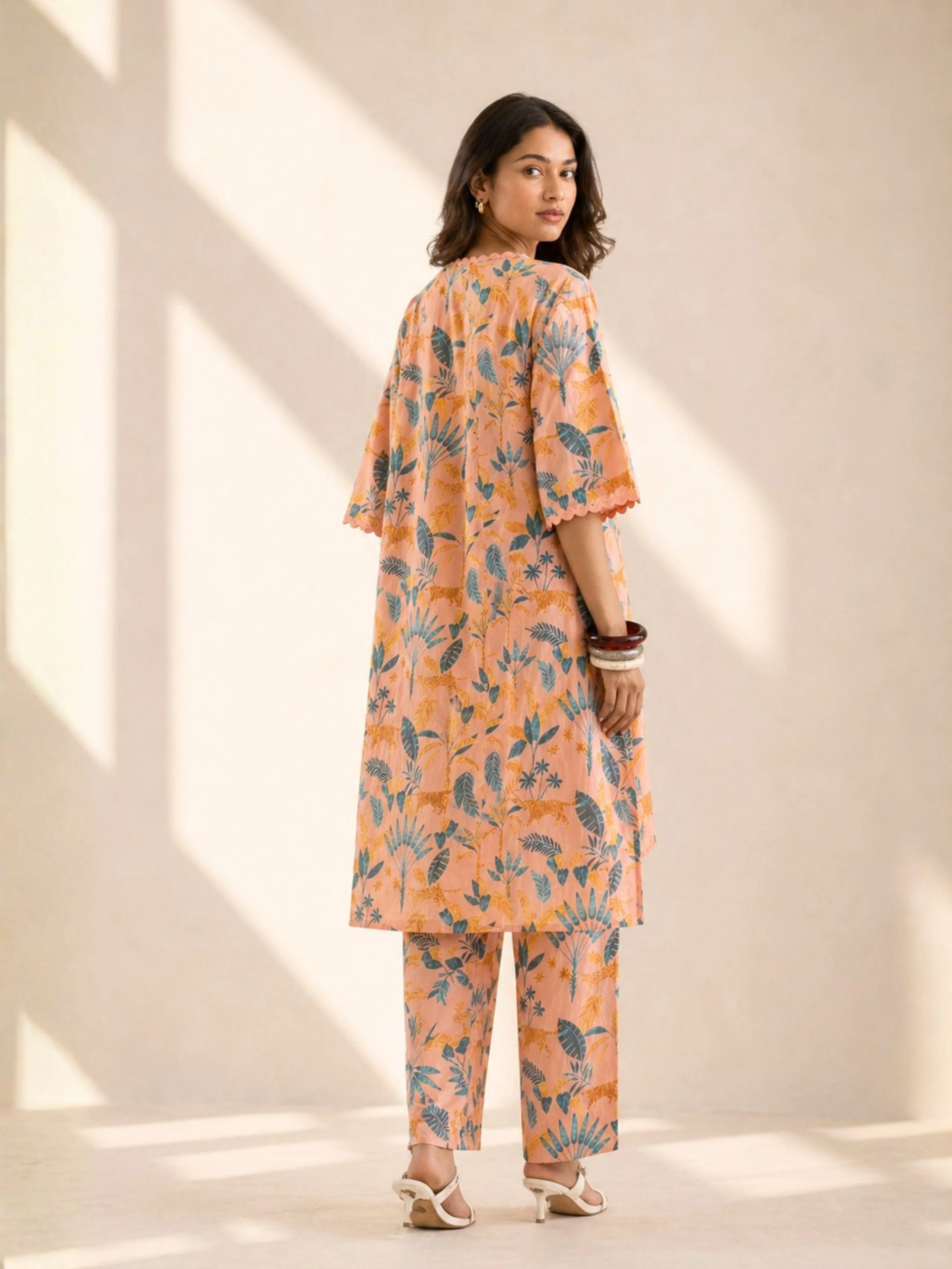 Tropical Coral Haze Lace Long Co-Ord Set - Image 5