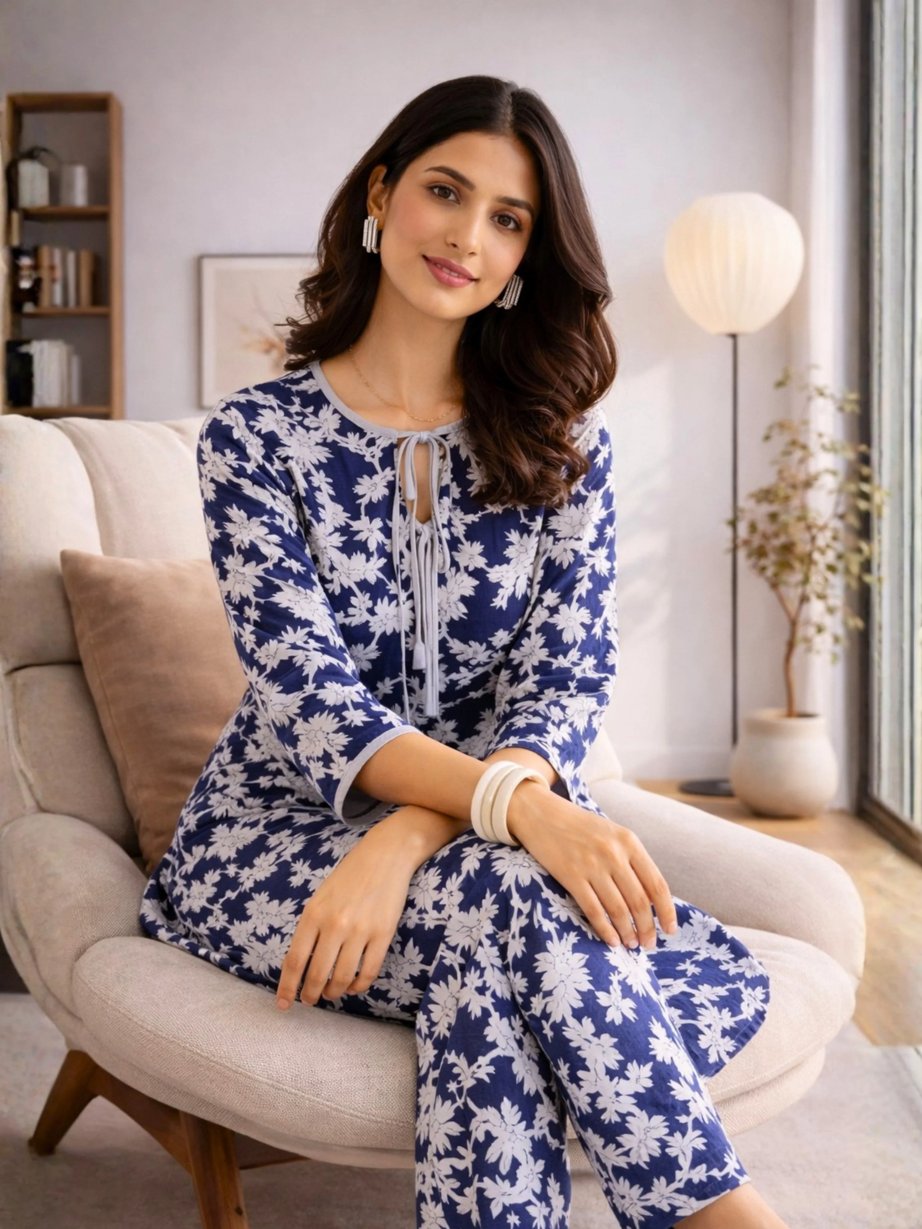 Tropical Indigo Petal Whisper Dori Tie Co-Ord Set - Image 3