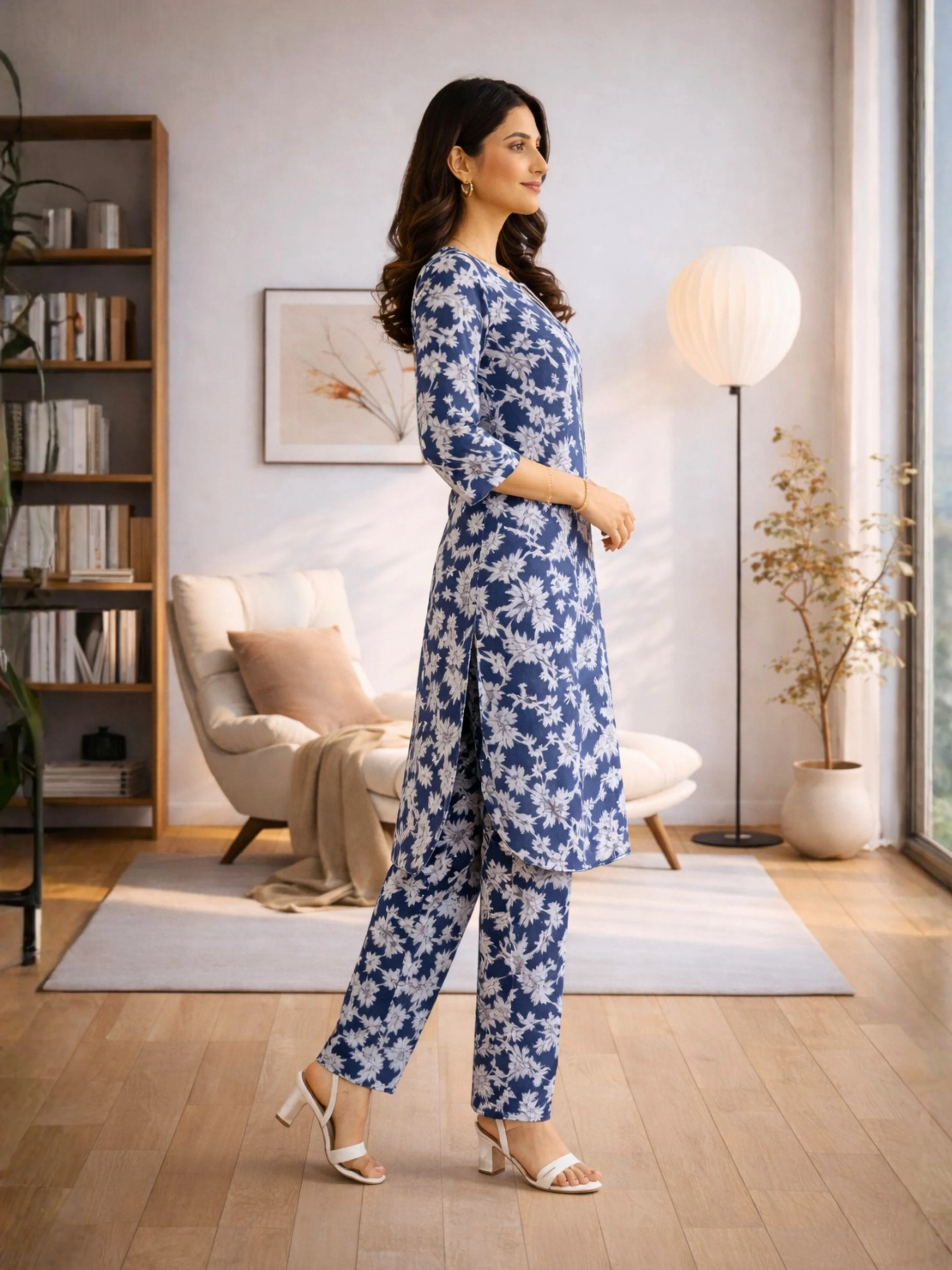 Tropical Indigo Petal Whisper Dori Tie Co-Ord Set - Image 4