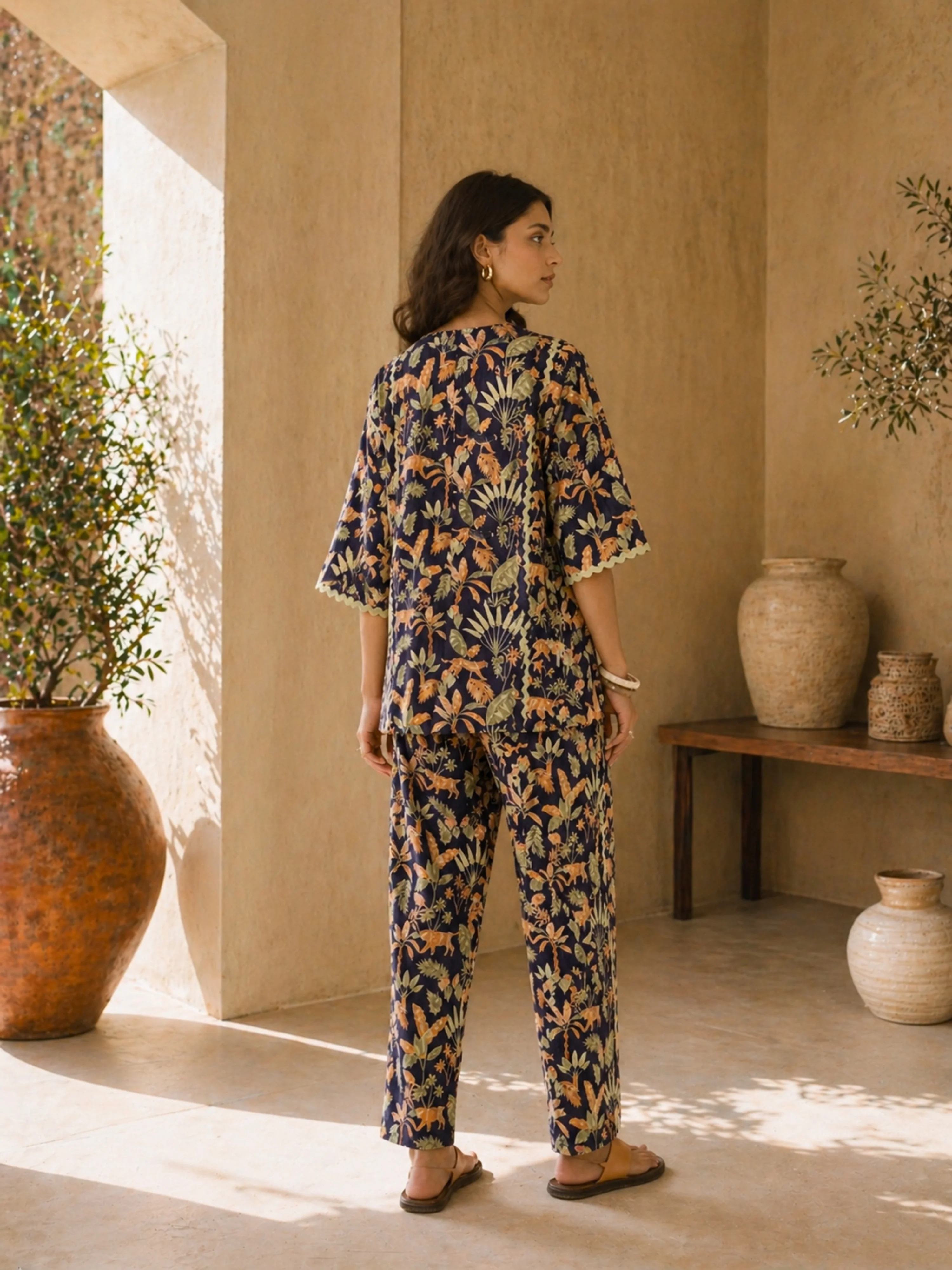 Tropical Navy Tiger Blaze Round Collar Co-Ord Set - Image 4