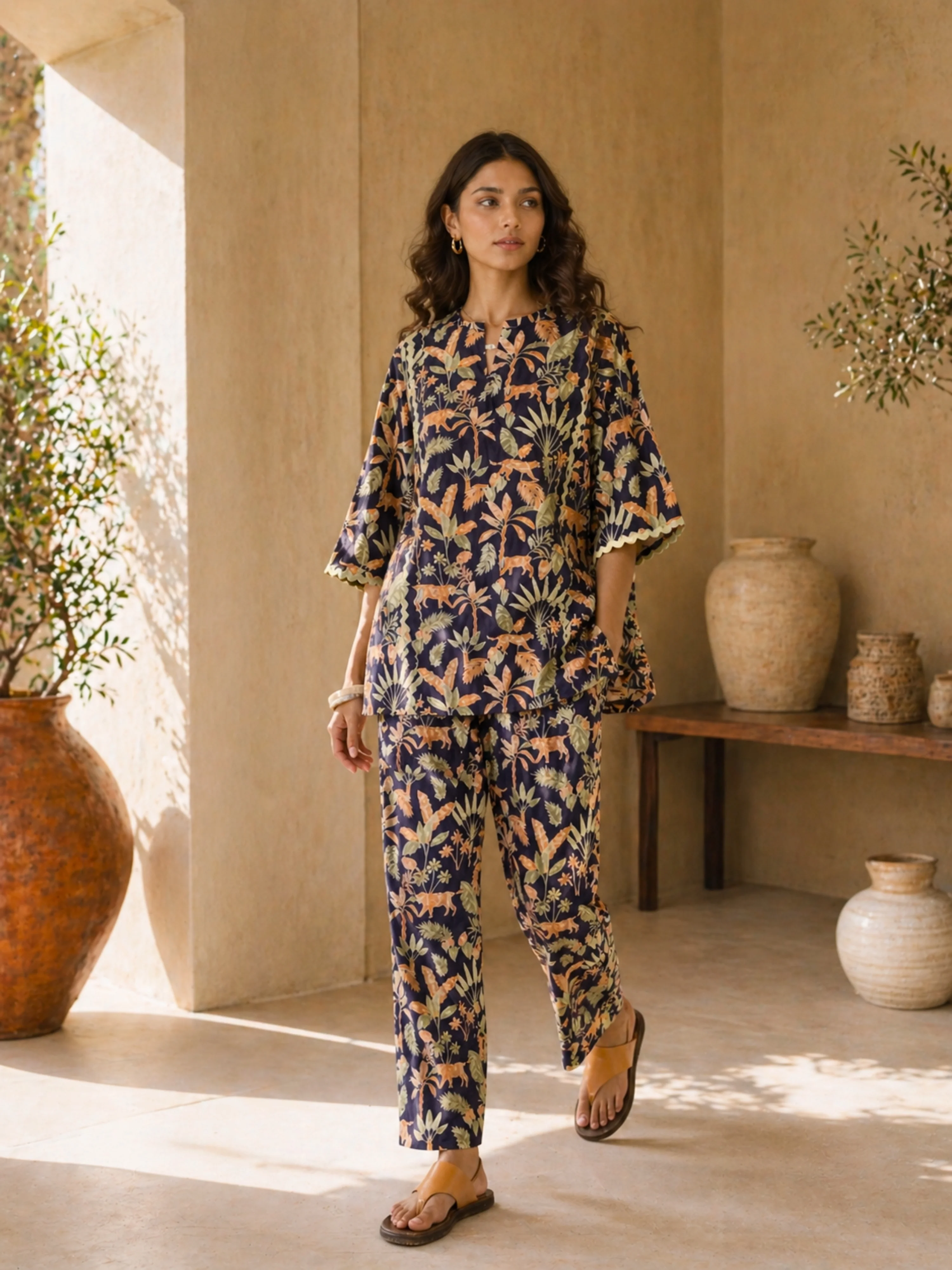 Tropical Navy Tiger Blaze Round Collar Co-Ord Set - Image 6