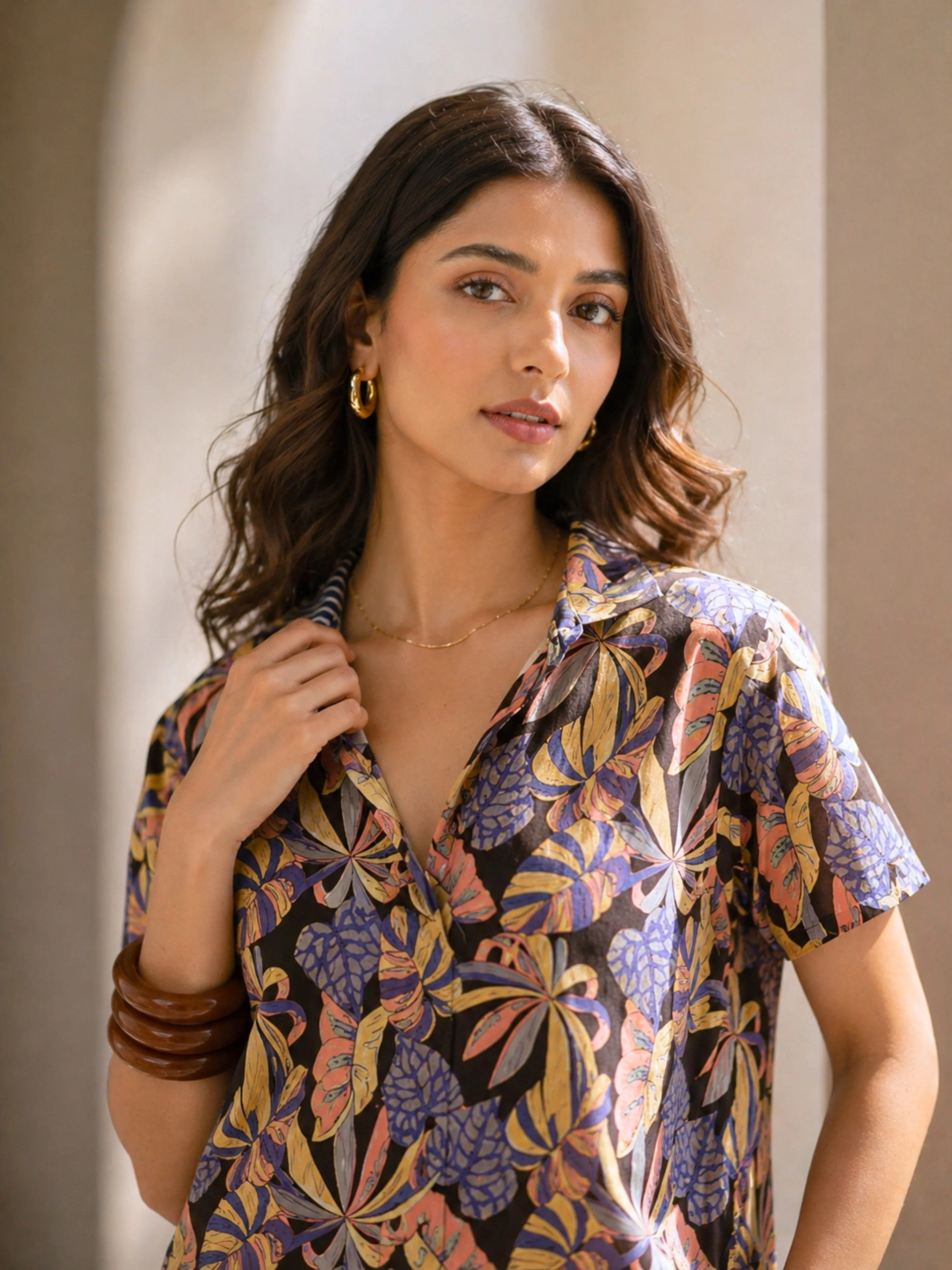 Tropical Noir Bloom Short Sleeve Co-Ord Set - Image 4