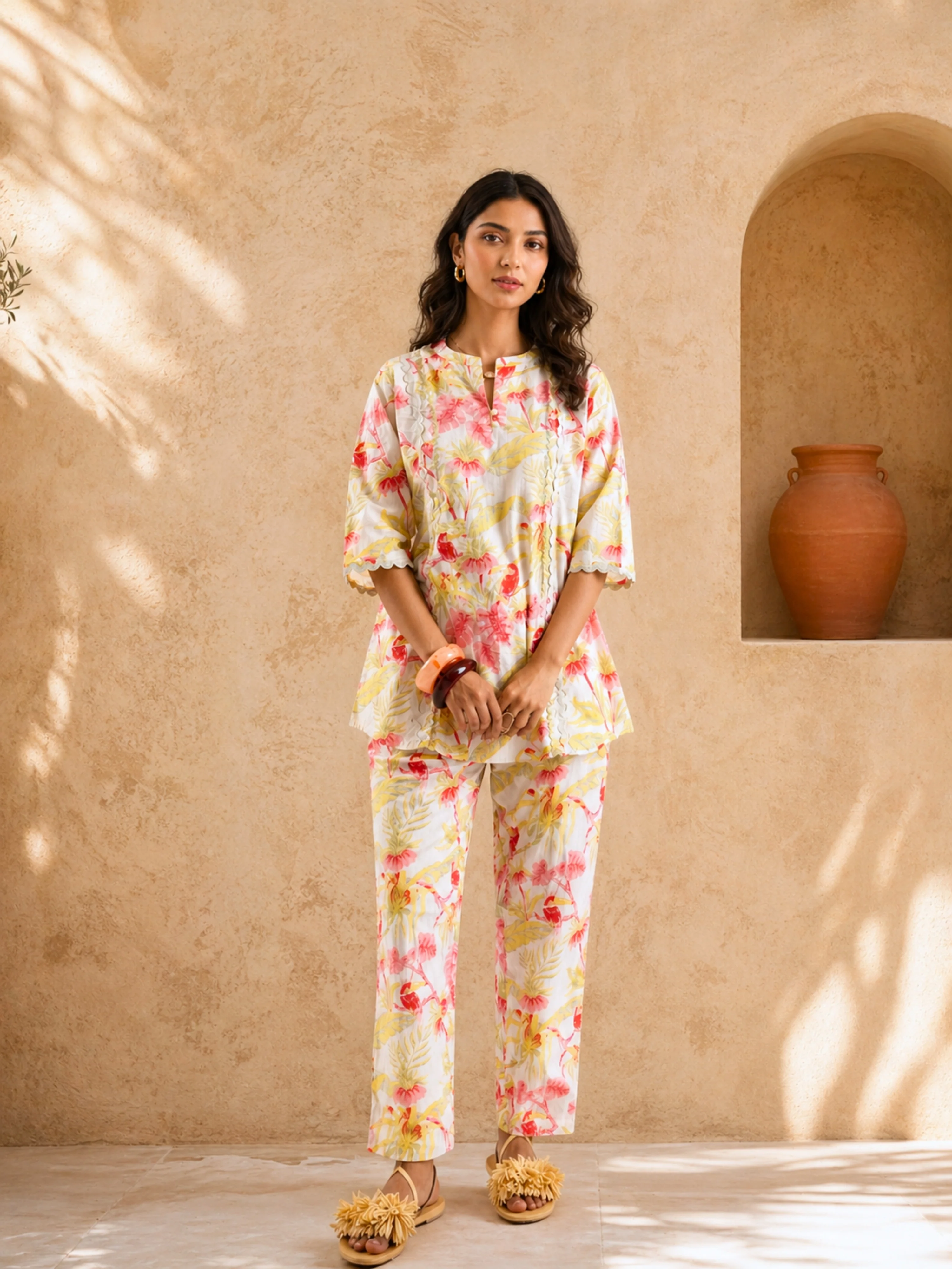 Tropical Pearl Garden Bloom Round Collar Co-Ord Set - Image 3
