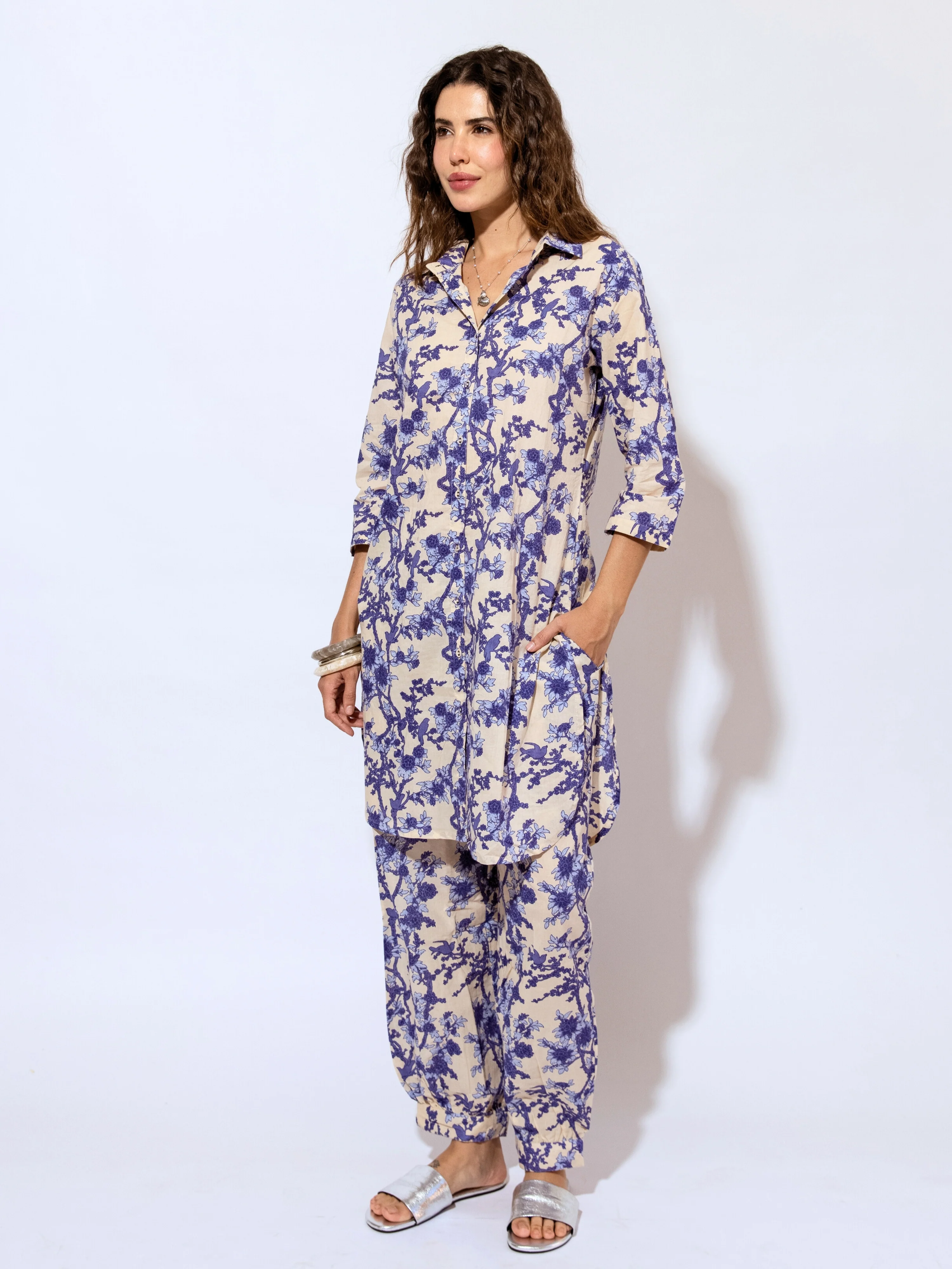 Tropical Sapphire Dream Long Shirt & Patiala Co-Ord Set - Image 10