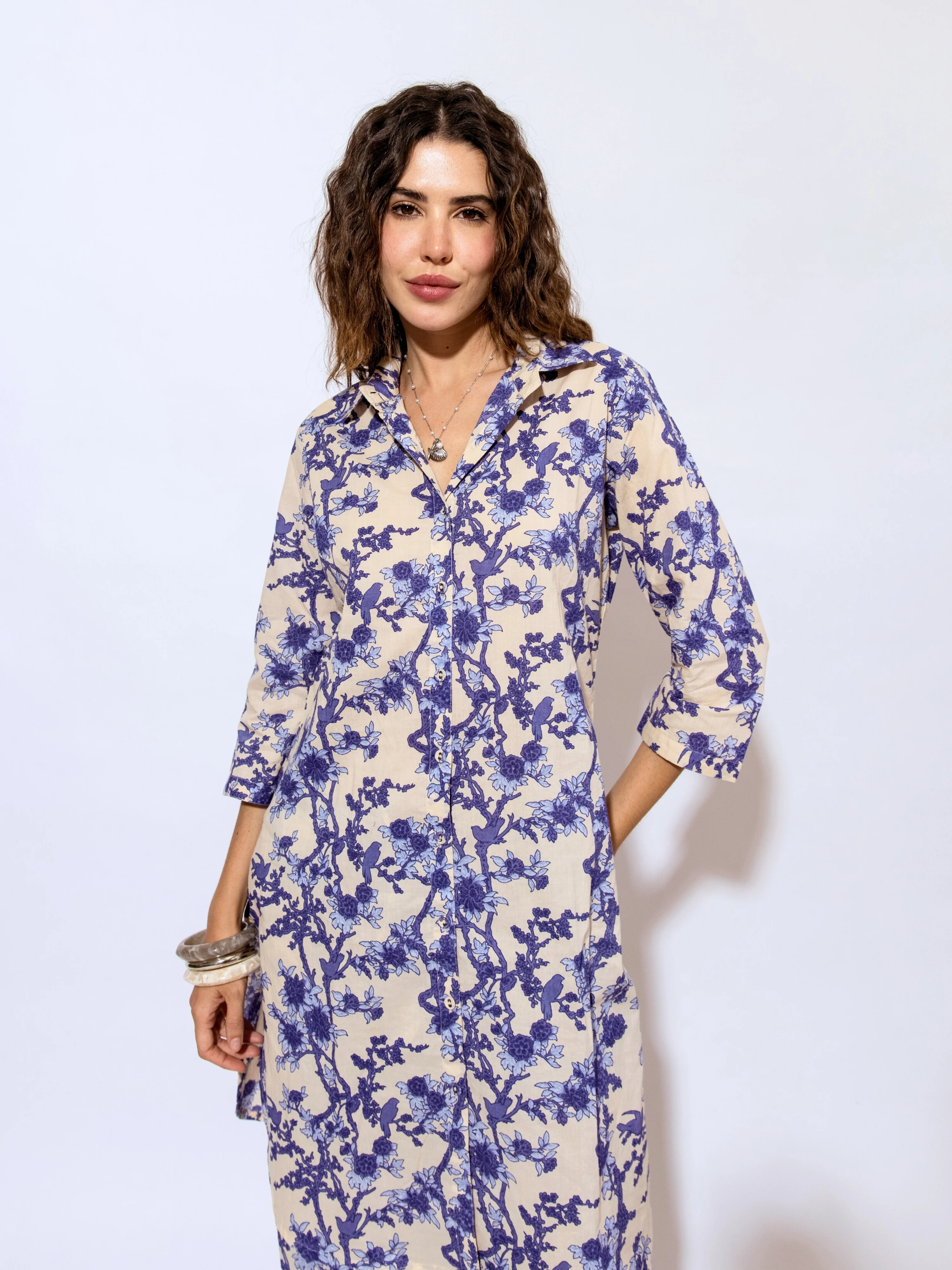 Tropical Sapphire Dream Long Shirt & Patiala Co-Ord Set - Image 6
