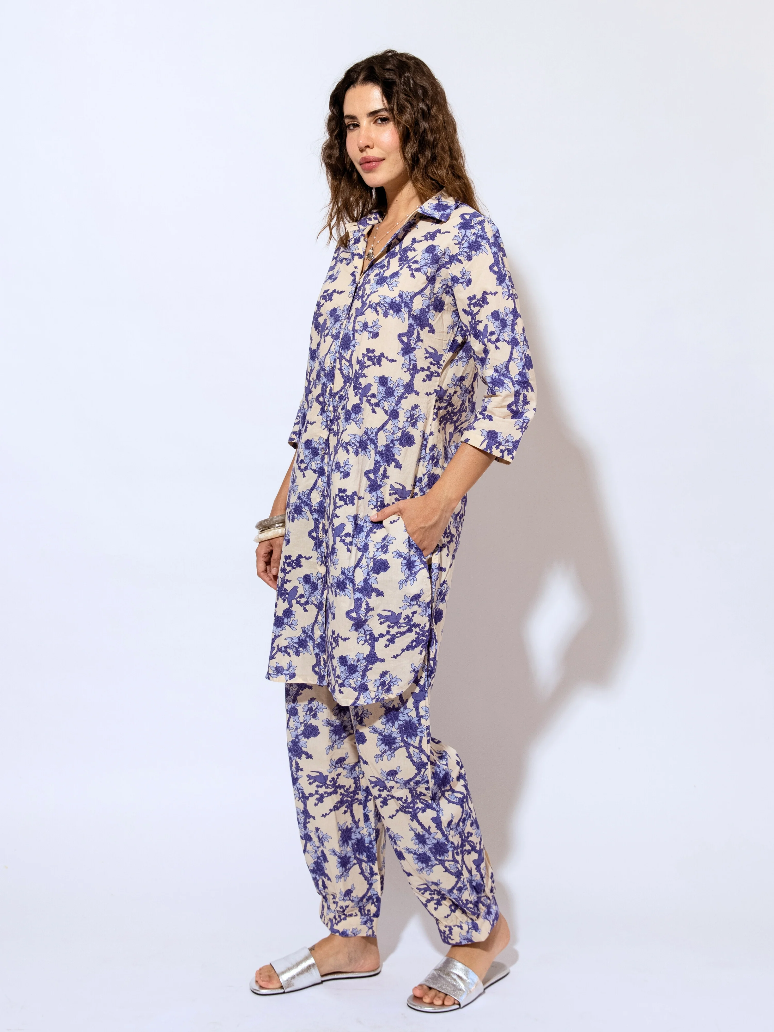 Tropical Sapphire Dream Long Shirt & Patiala Co-Ord Set - Image 9