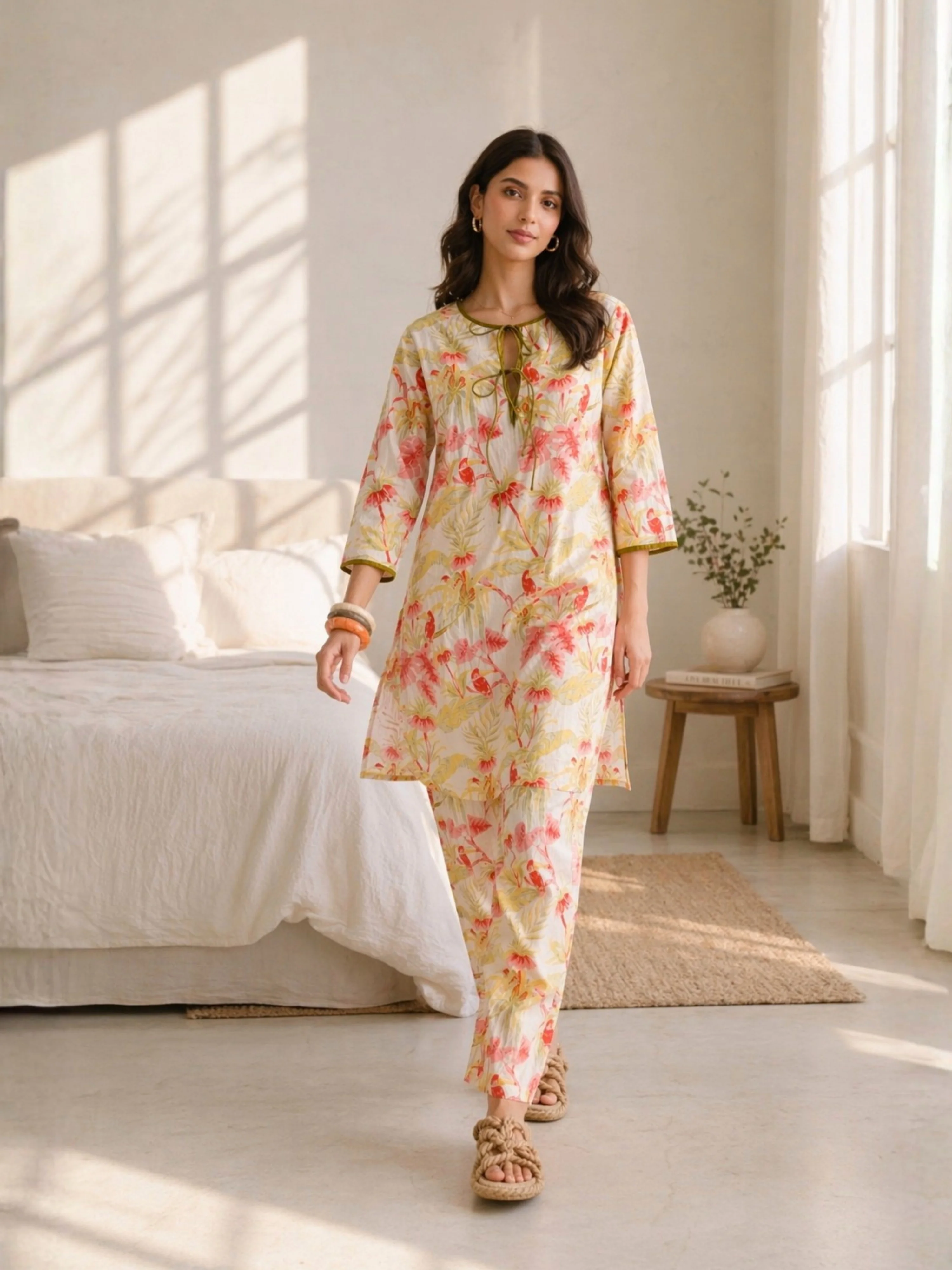 Tropical Vanilla Blossom Veil Dori Tie Co-Ord Set - Image 3