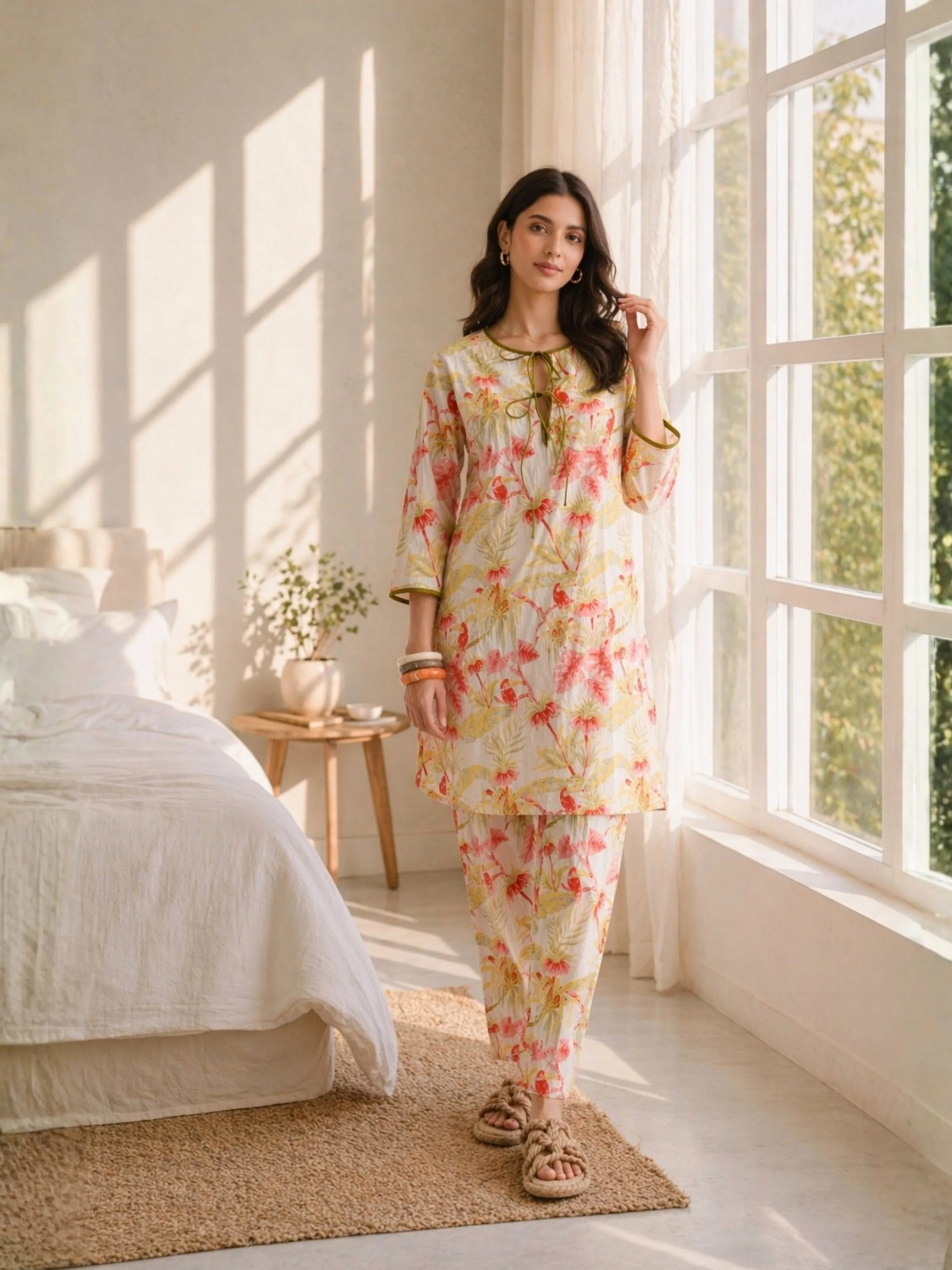 Tropical Vanilla Blossom Veil Dori Tie Co-Ord Set - Image 4