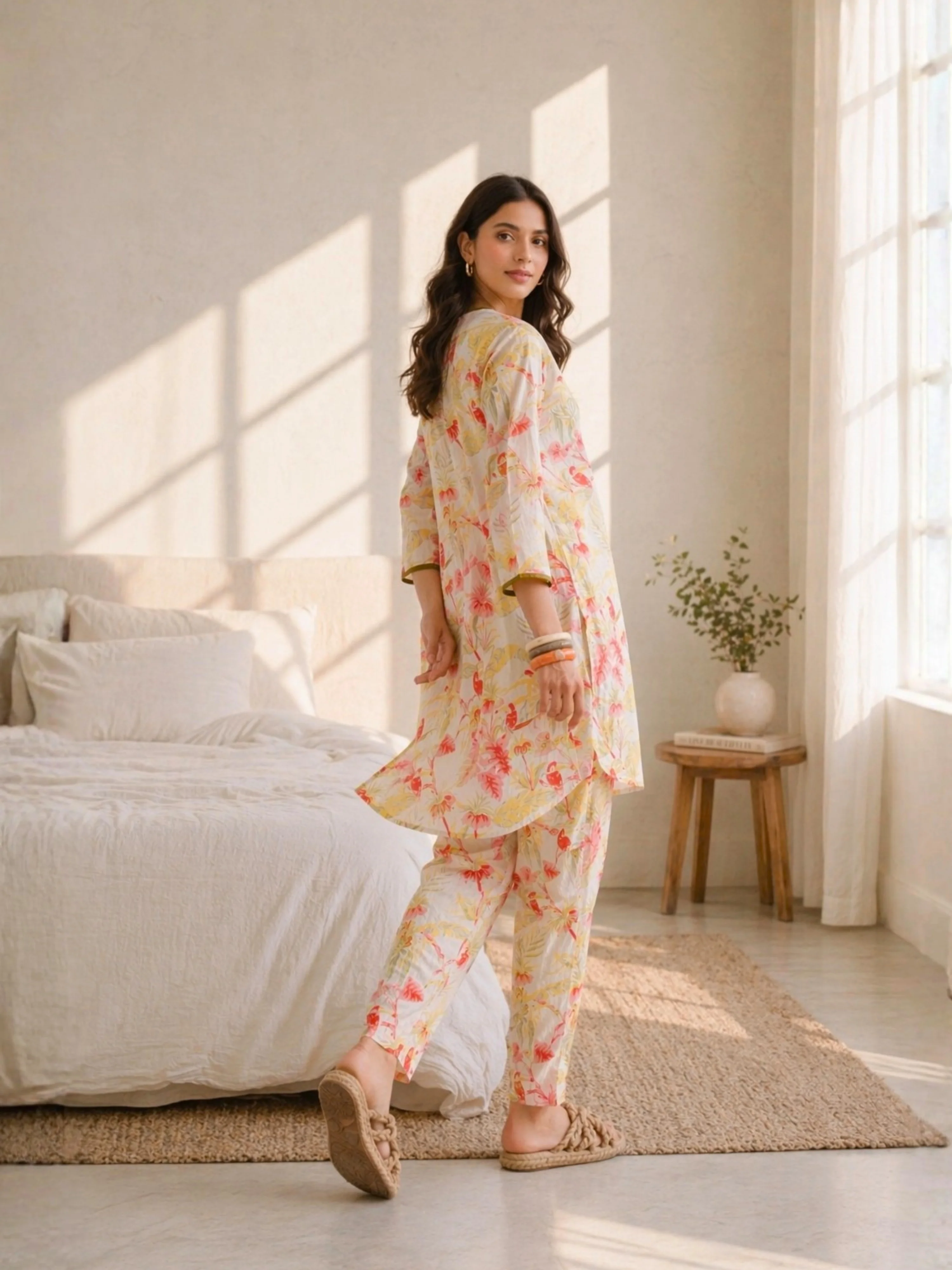 Tropical Vanilla Blossom Veil Dori Tie Co-Ord Set - Image 5