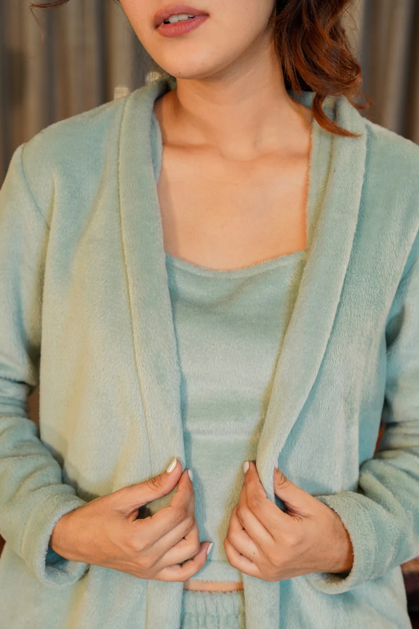 Turquoise Super Soft Woollen 3 Piece Set - Image 16