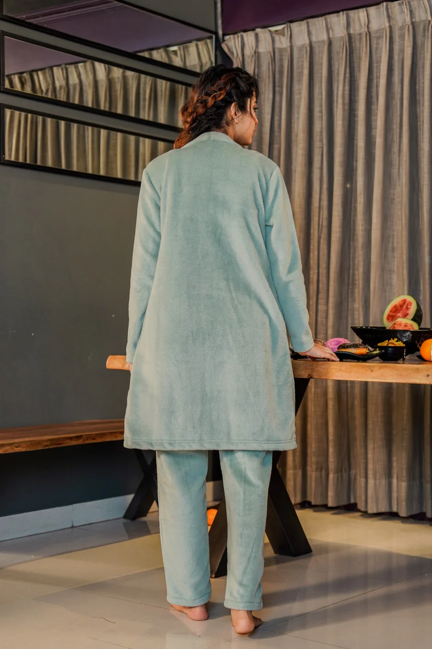 Turquoise Super Soft Woollen 3 Piece Set - Image 4