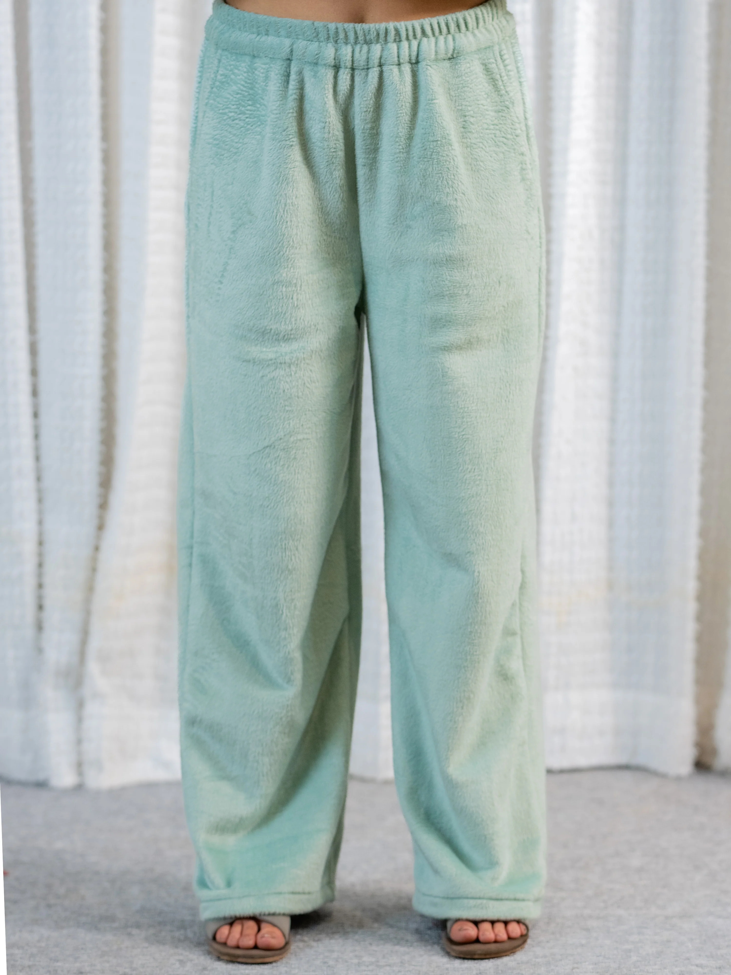 Turquoise Super Soft Woollen Zip-Up Hoodie Sweatshirt Set - Image 10