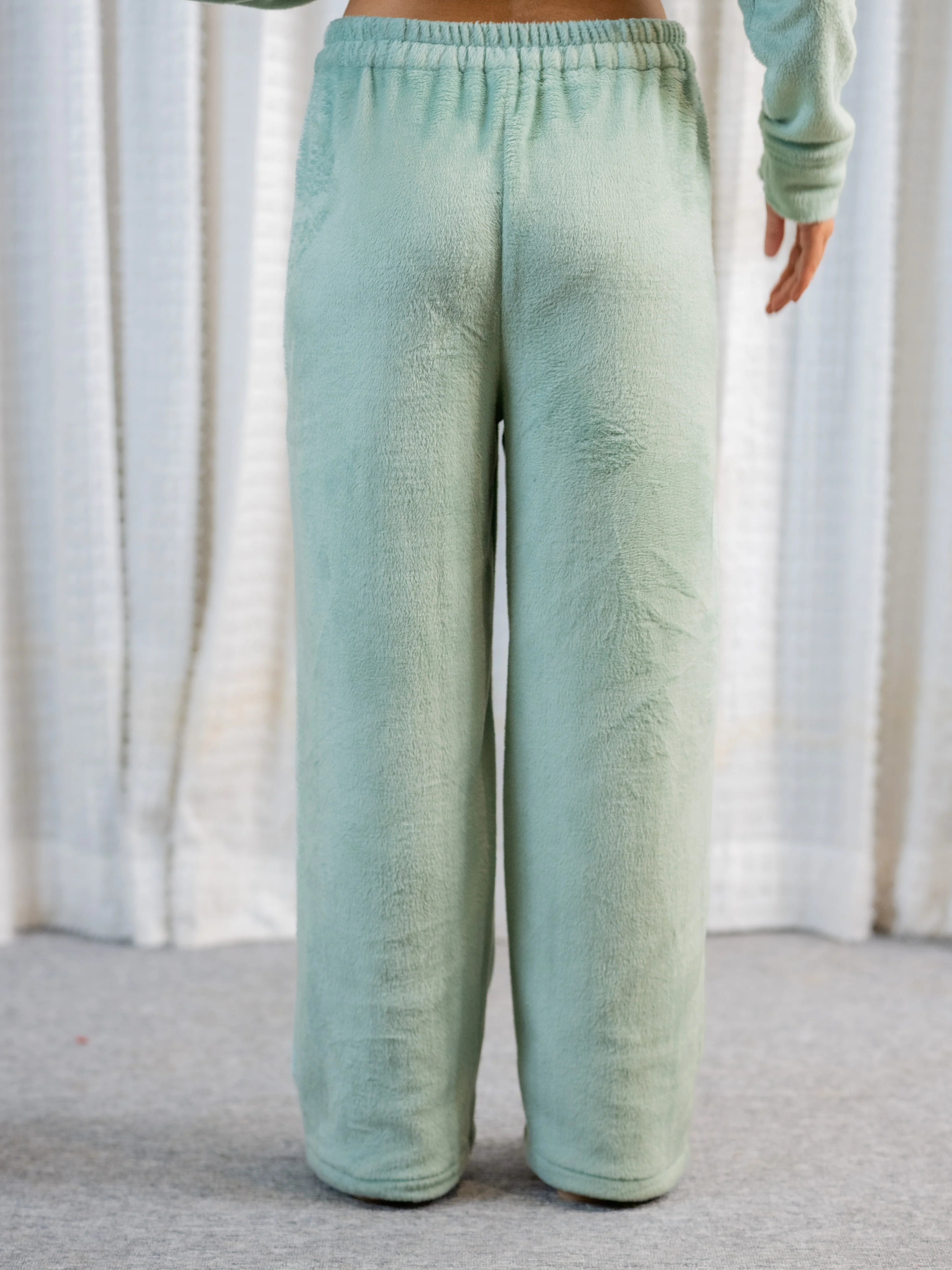 Turquoise Super Soft Woollen Zip-Up Hoodie Sweatshirt Set - Image 9
