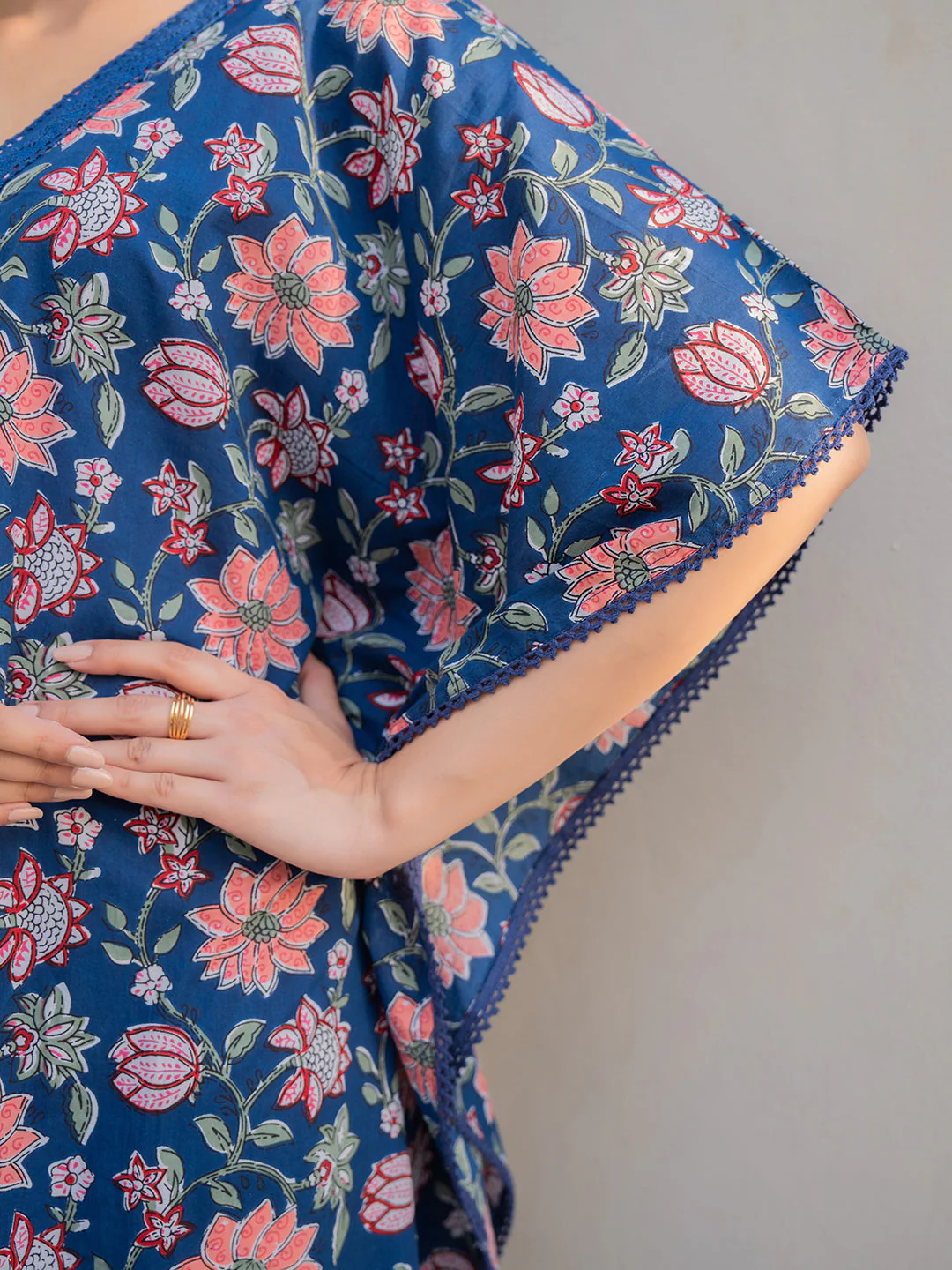 V-Neck Lace Berry Blue  Kaftan - Image 10