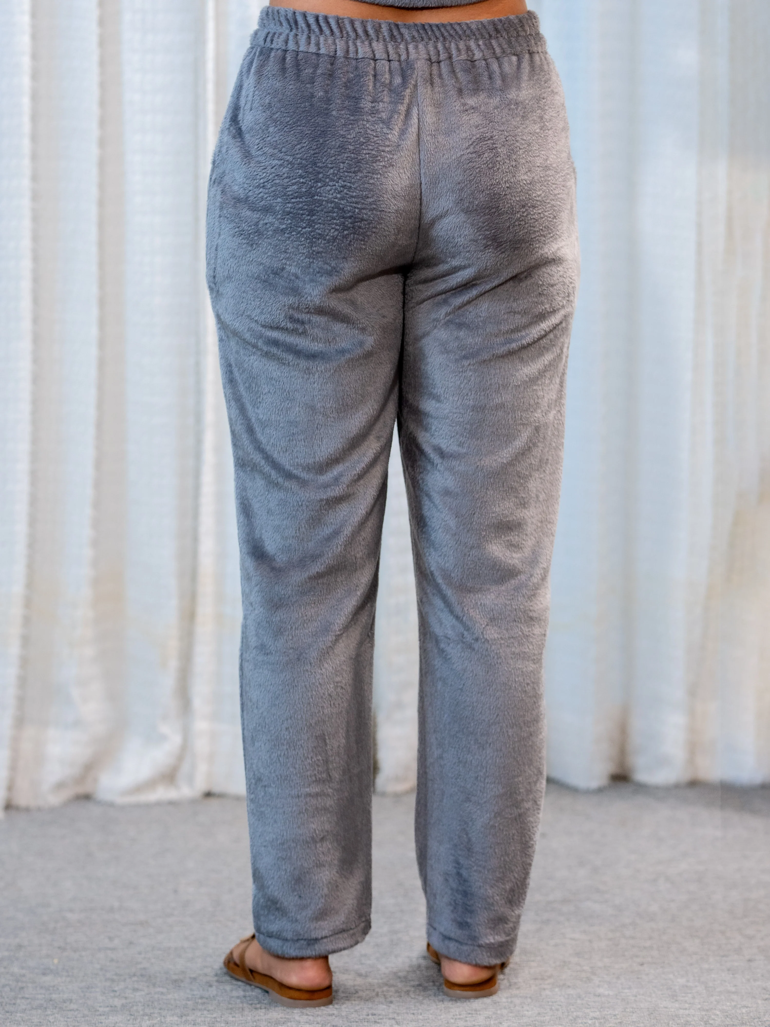 V Neck Super Soft Dark Grey Woollen Lounge Wear Set - Image 10