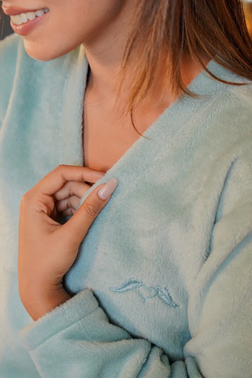 V neck Super Soft Turquoise woollen Lounge Wear Set - Image 9