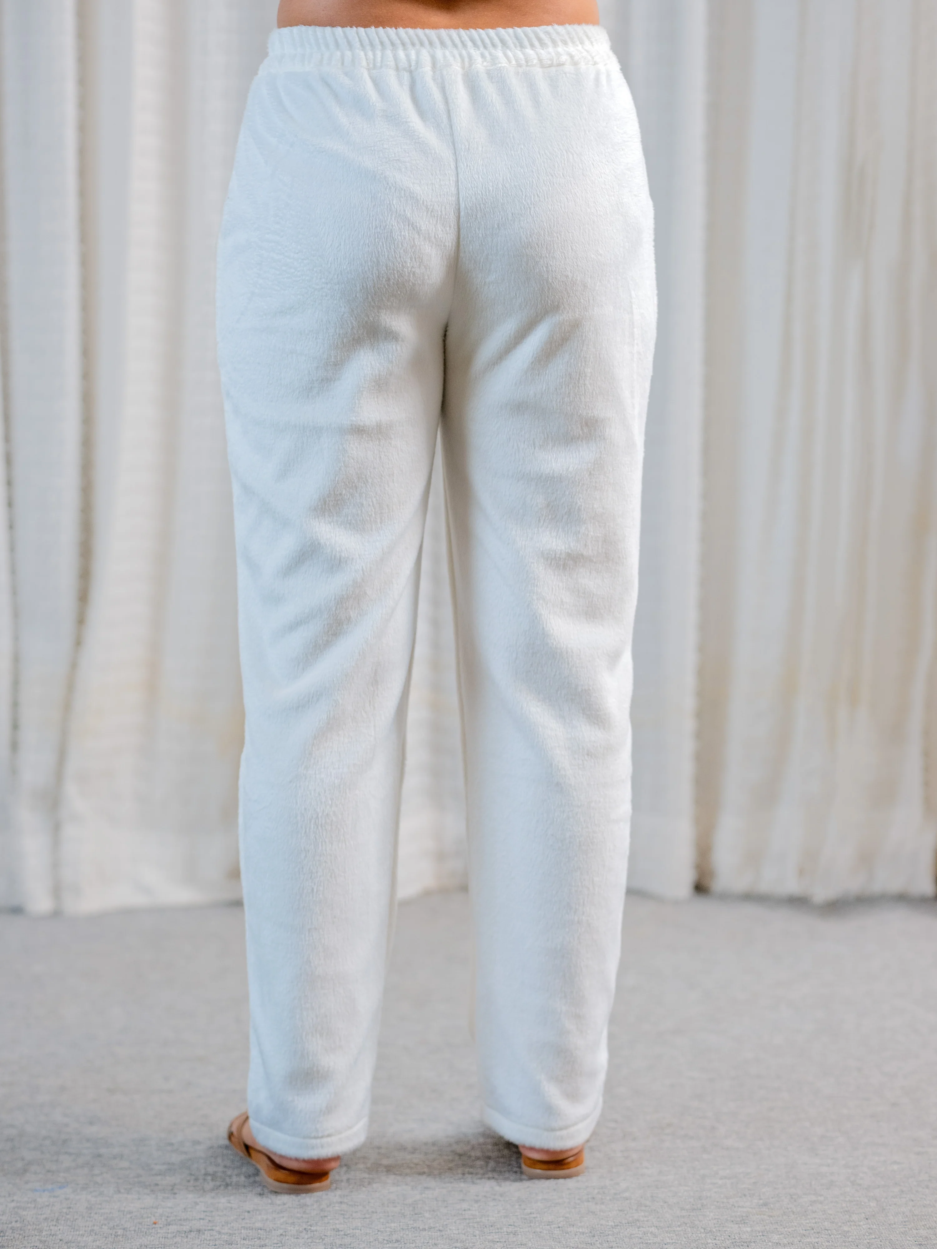 V neck Super Soft White Woollen Lounge Wear Set - Image 9