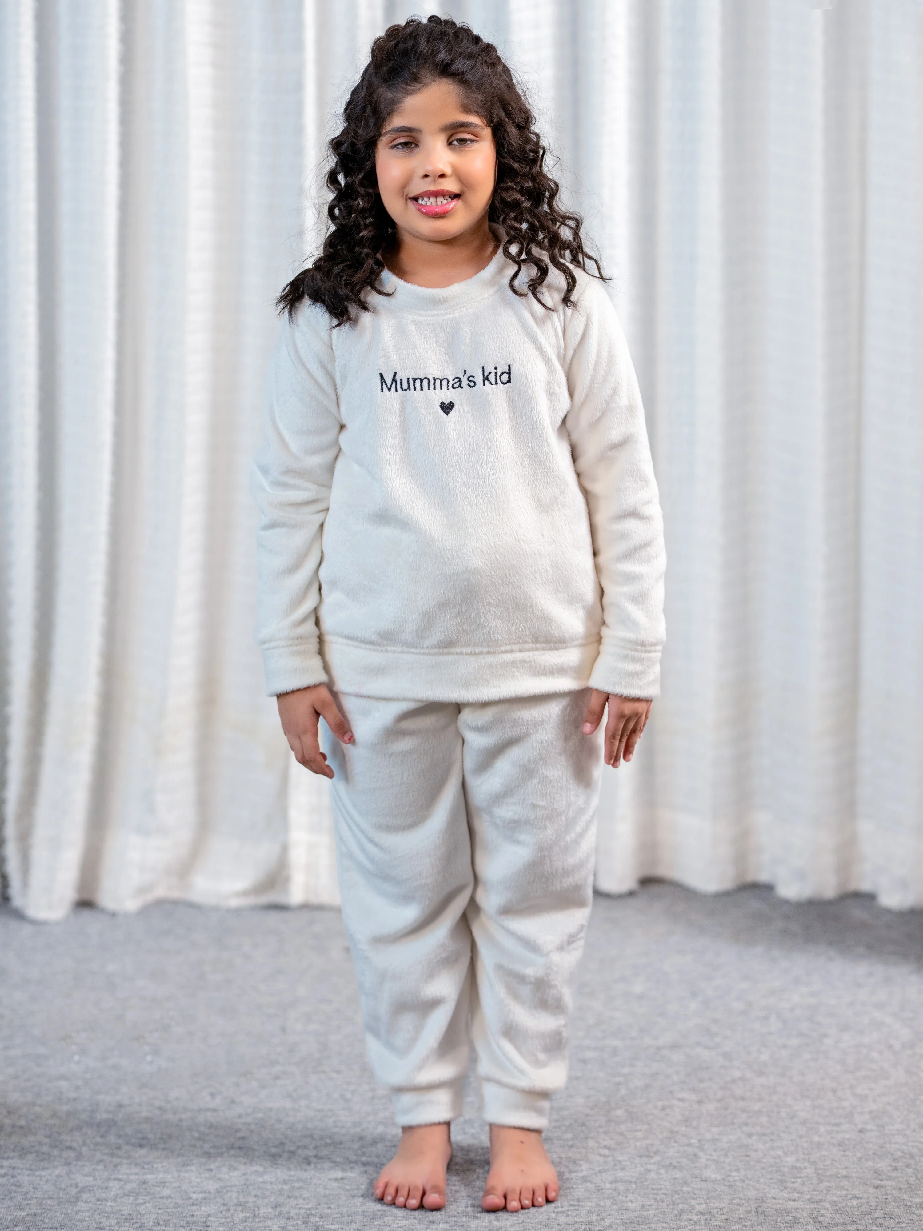 White Super Soft Unisex Kids Woollen Embroidered Sweatshirt Set - Image 11
