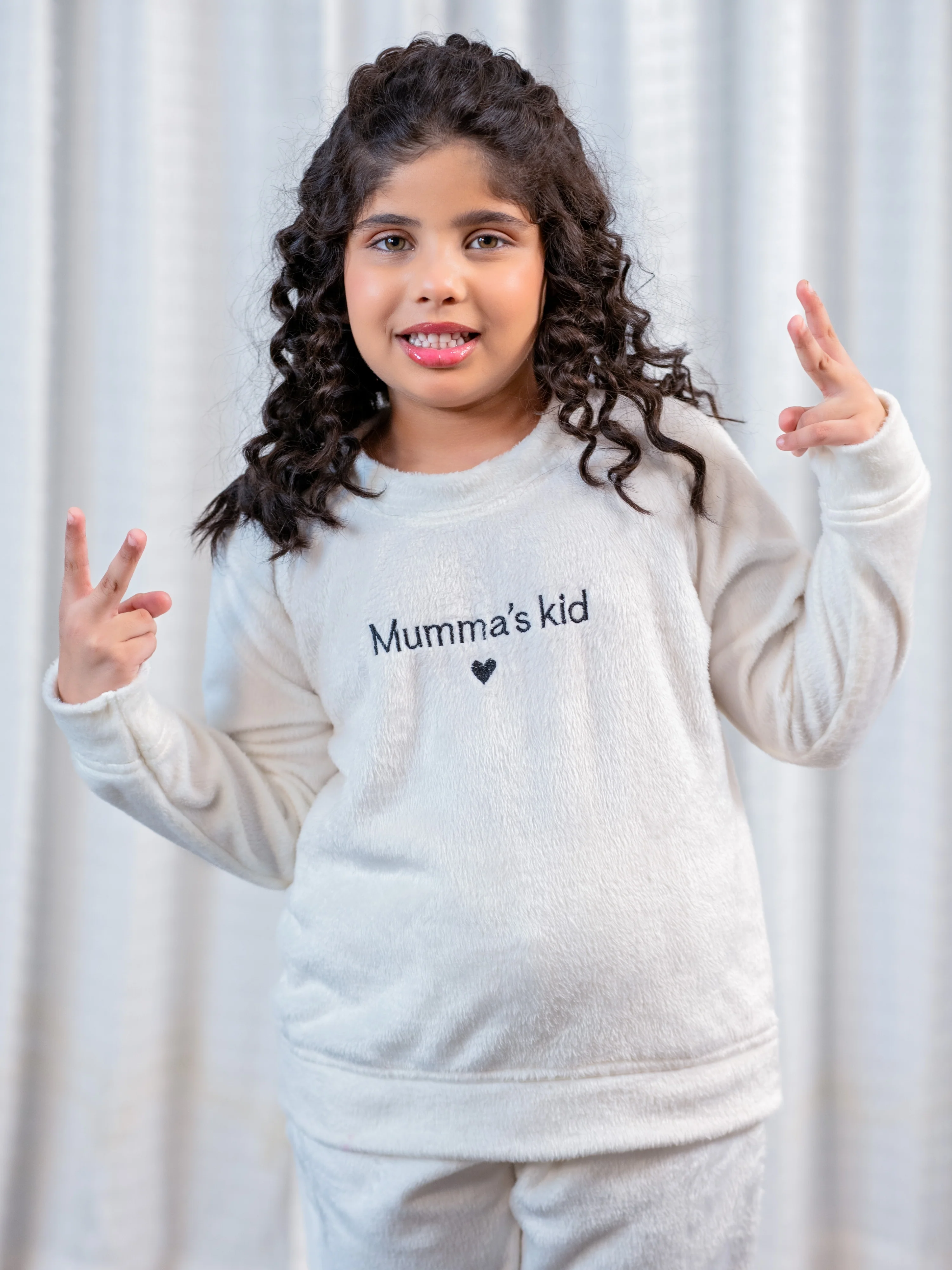 White Super Soft Unisex Kids Woollen Embroidered Sweatshirt Set - Image 4