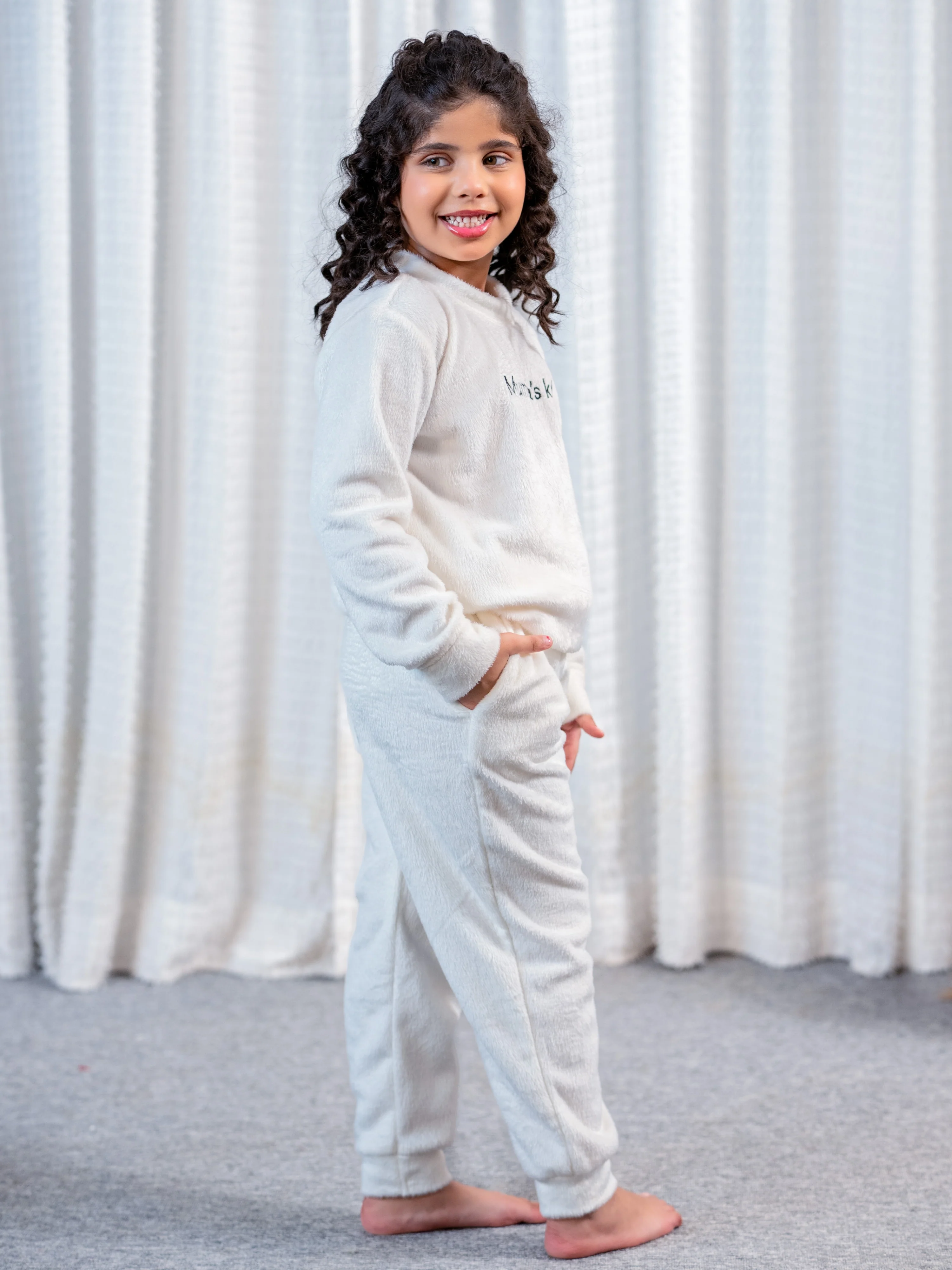 White Super Soft Unisex Kids Woollen Embroidered Sweatshirt Set - Image 5