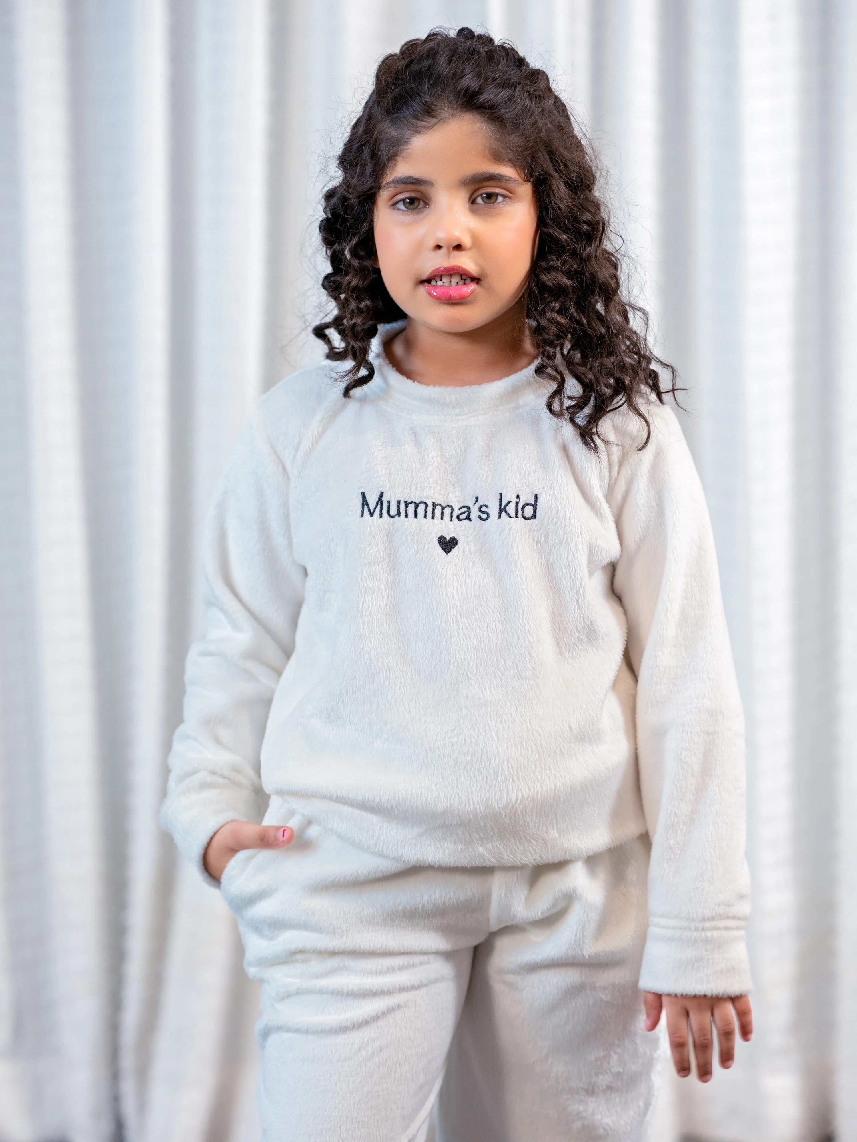 White Super Soft Unisex Kids Woollen Embroidered Sweatshirt Set - Image 6