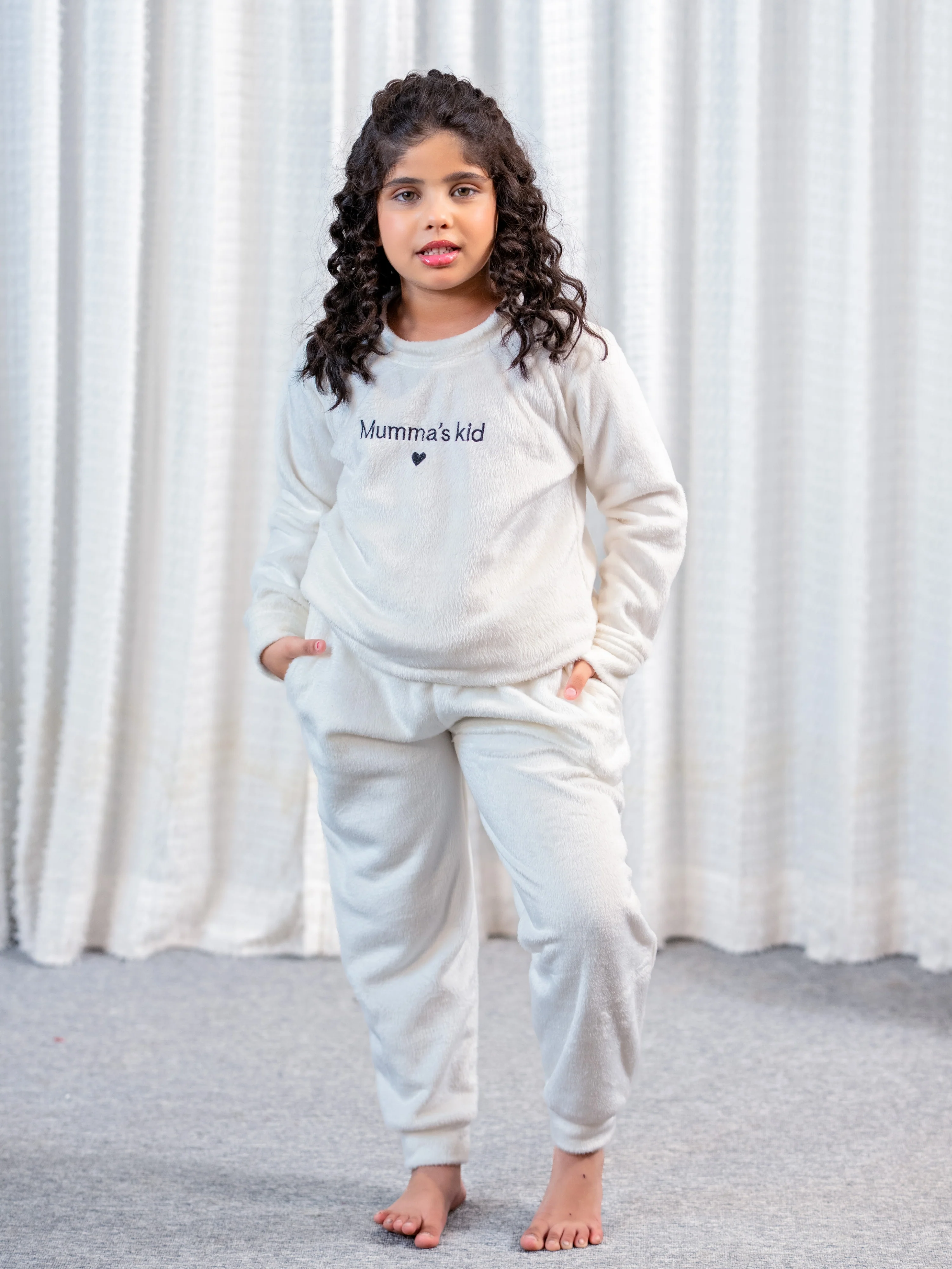 White Super Soft Unisex Kids Woollen Embroidered Sweatshirt Set - Image 7