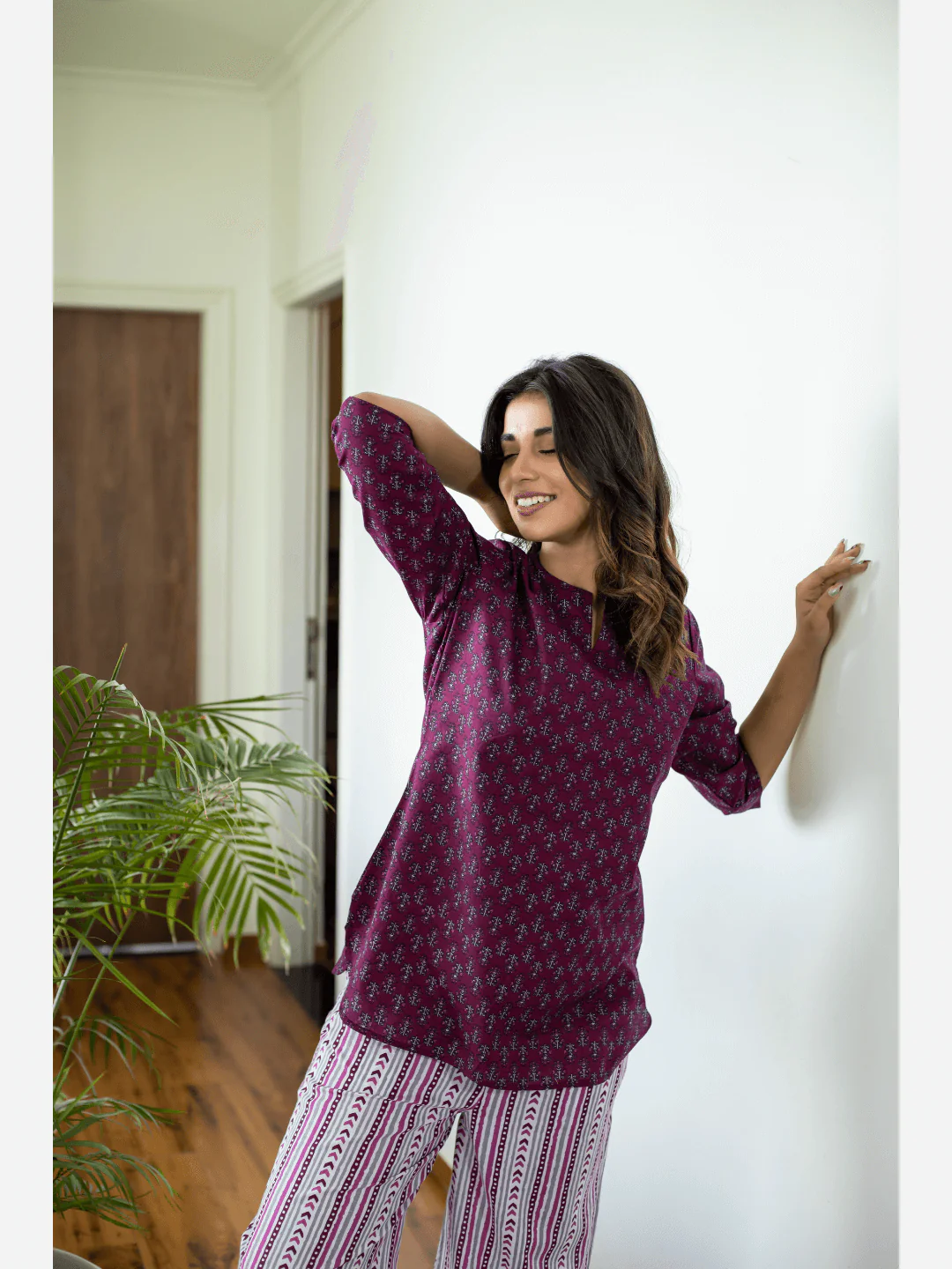 Wine Cotton Loungewear - Image 10