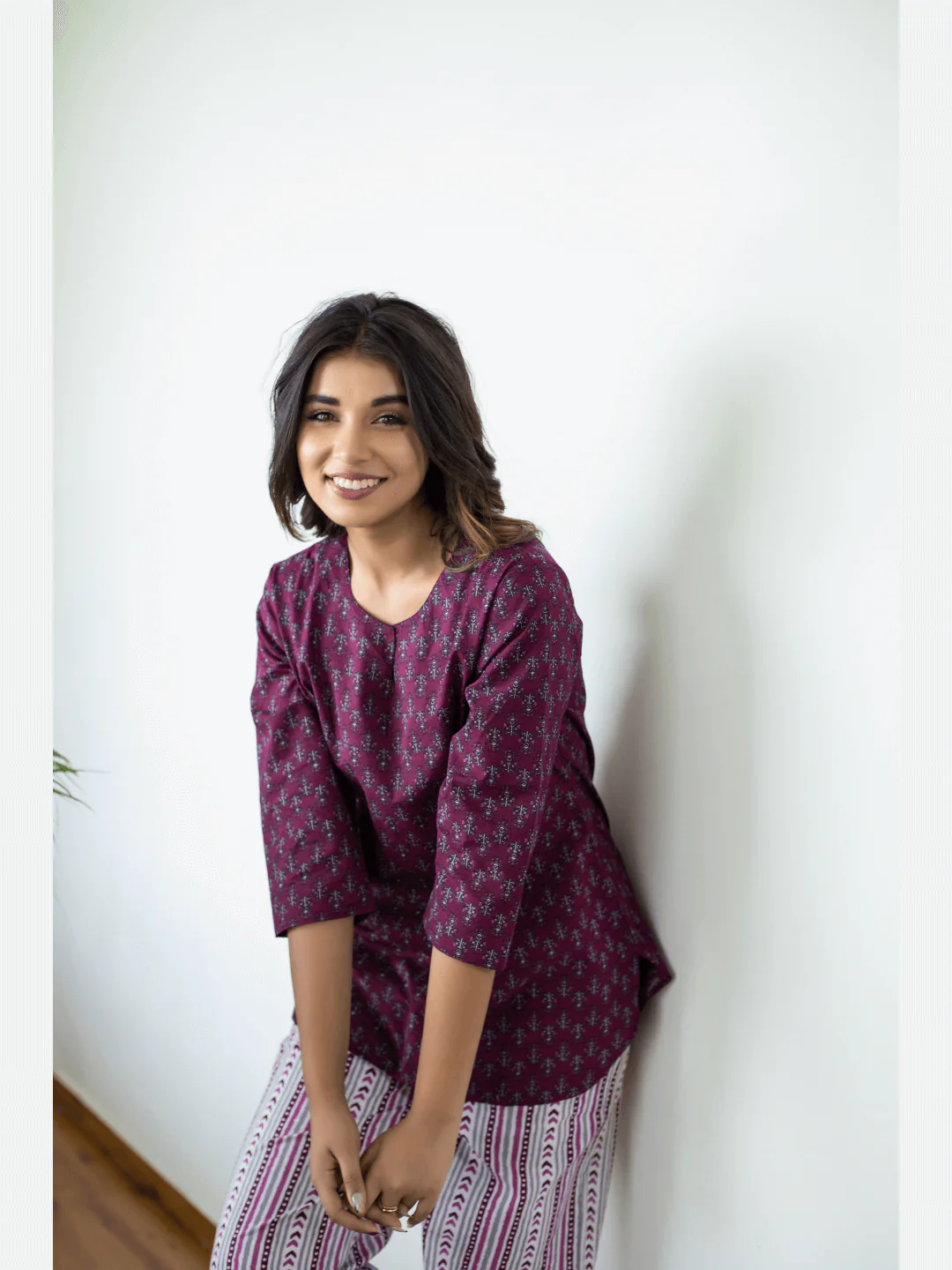 Wine Cotton Loungewear - Image 11