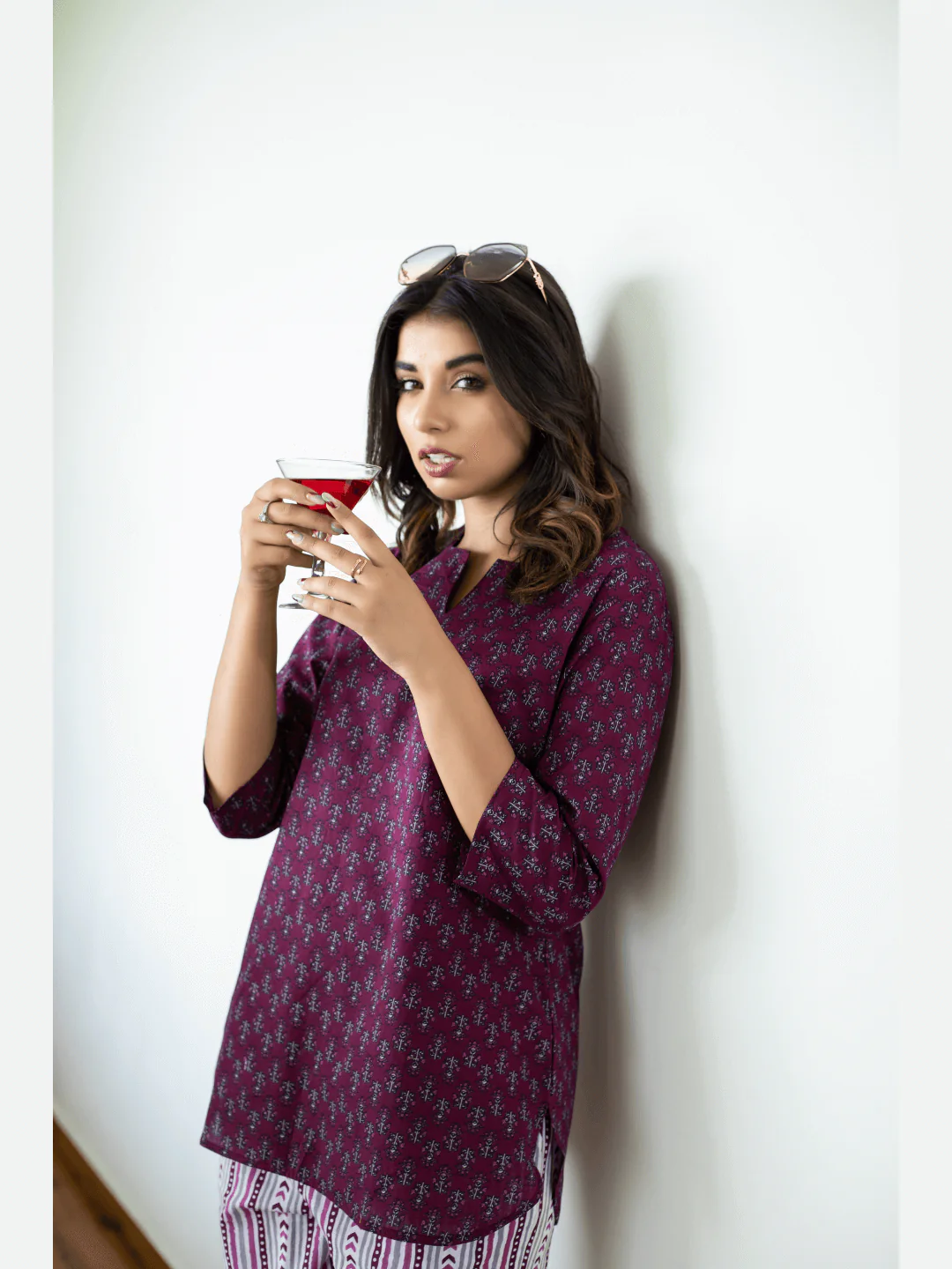 Wine Cotton Loungewear - Image 13