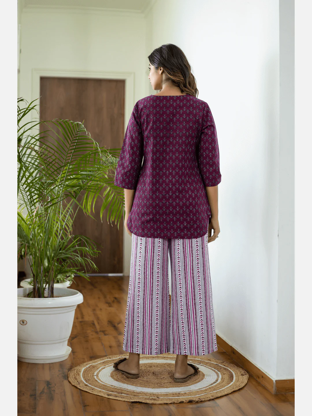 Wine Cotton Loungewear - Image 3