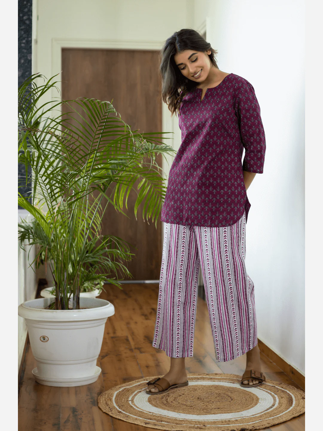 Wine Cotton Loungewear - Image 5