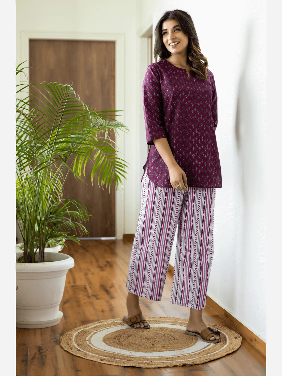 Wine Cotton Loungewear - Image 6