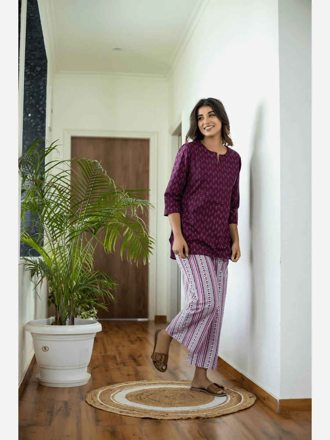 Wine Cotton Loungewear - Image 7