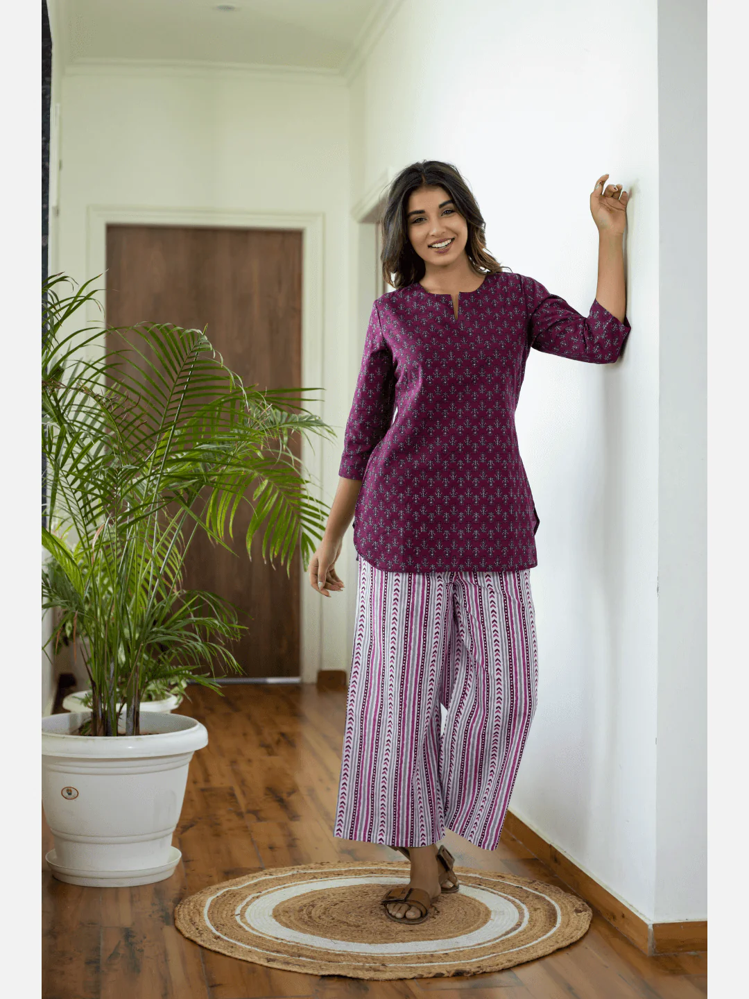Wine Cotton Loungewear - Image 8