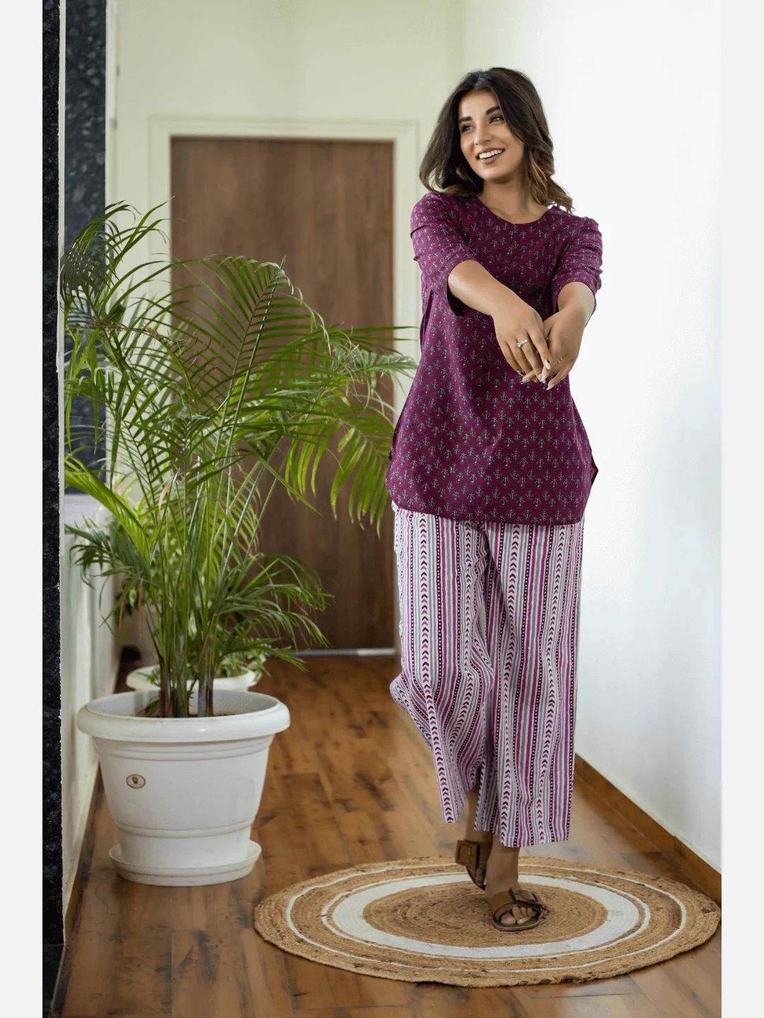 Wine Cotton Loungewear - Image 9