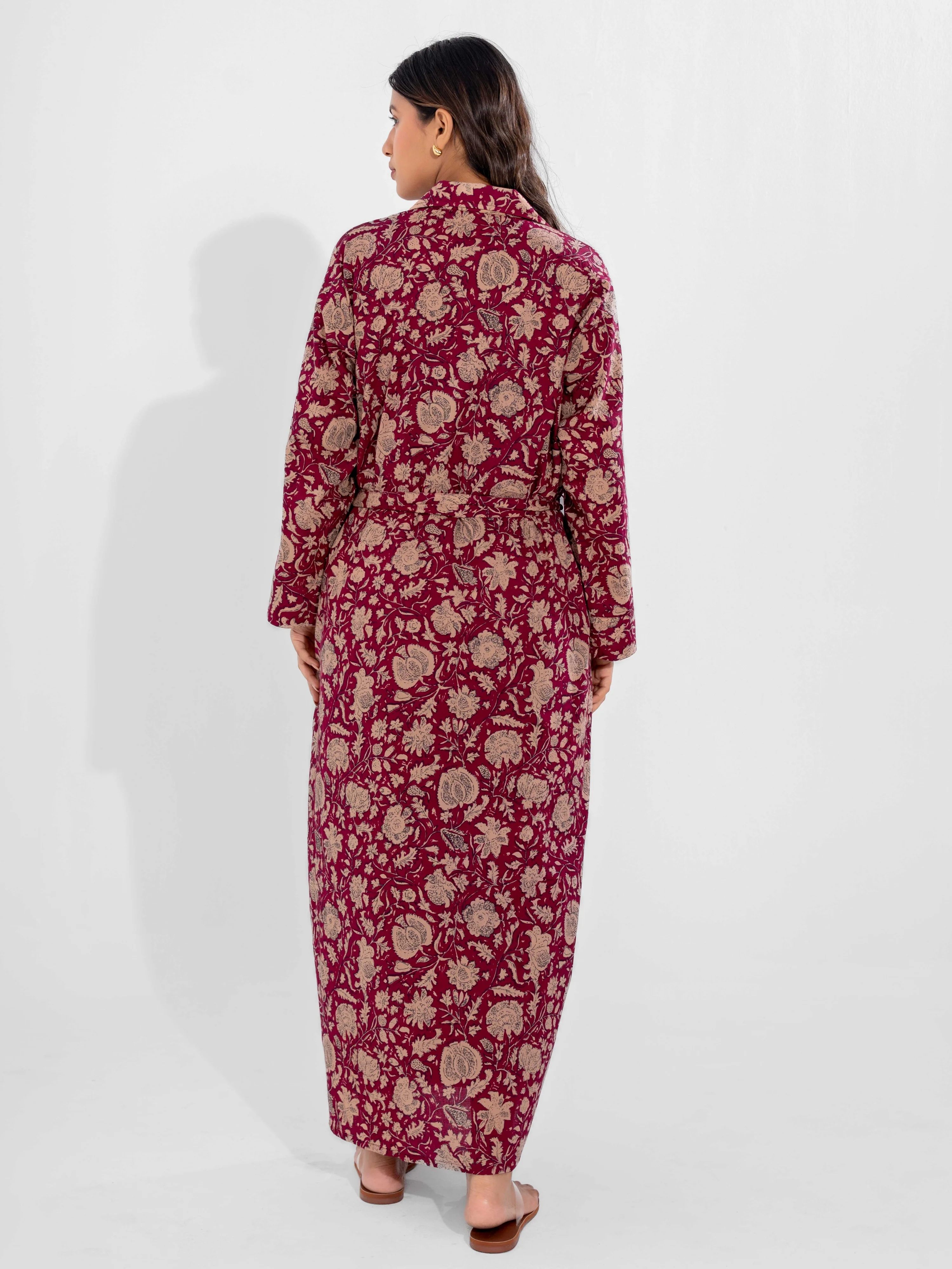 Wine Dust Pure Cotton Collar Robe - Image 3