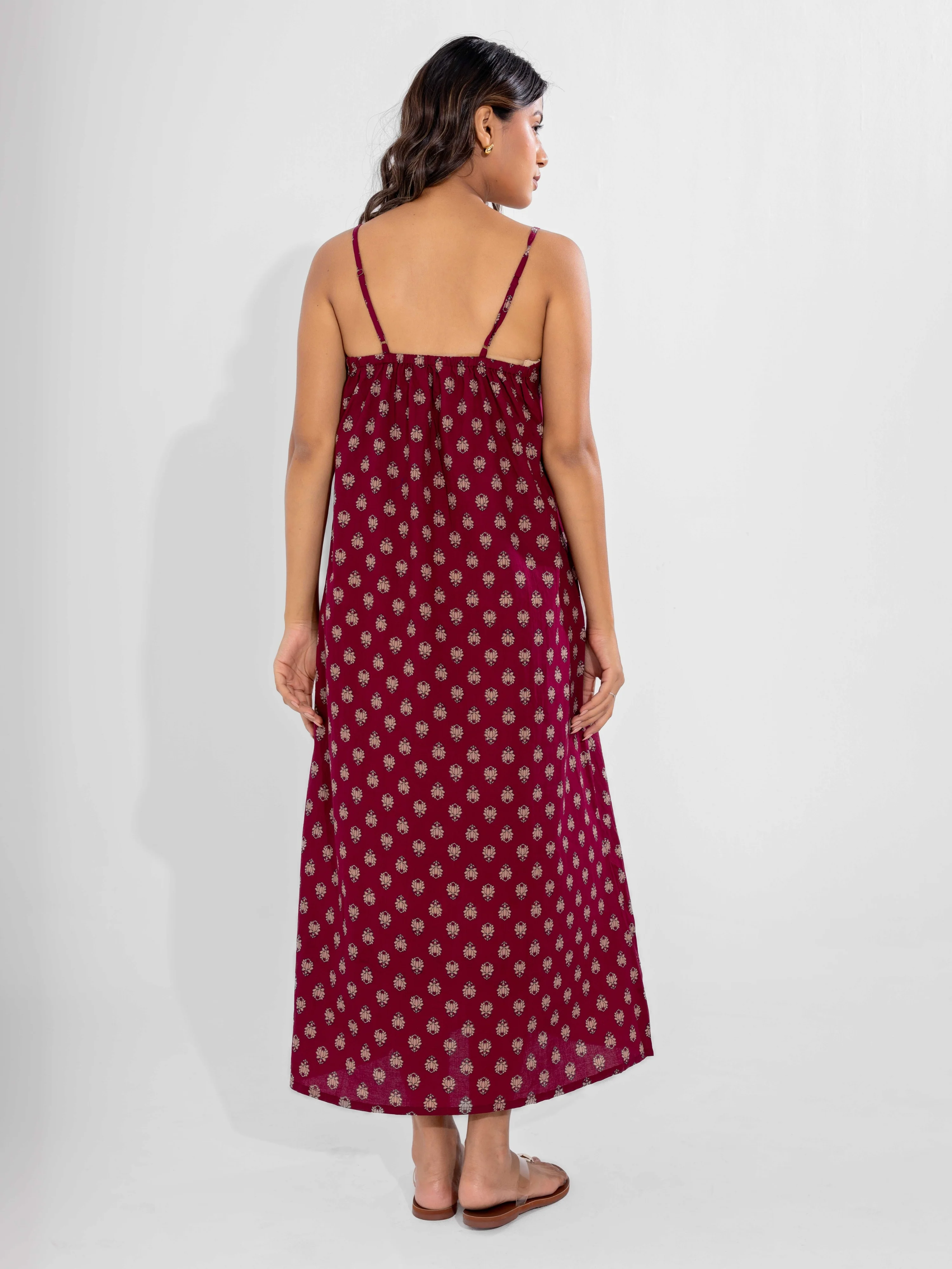 Wine Mocha Pure Cotton V-Neck Midi with Shrug - Image 14