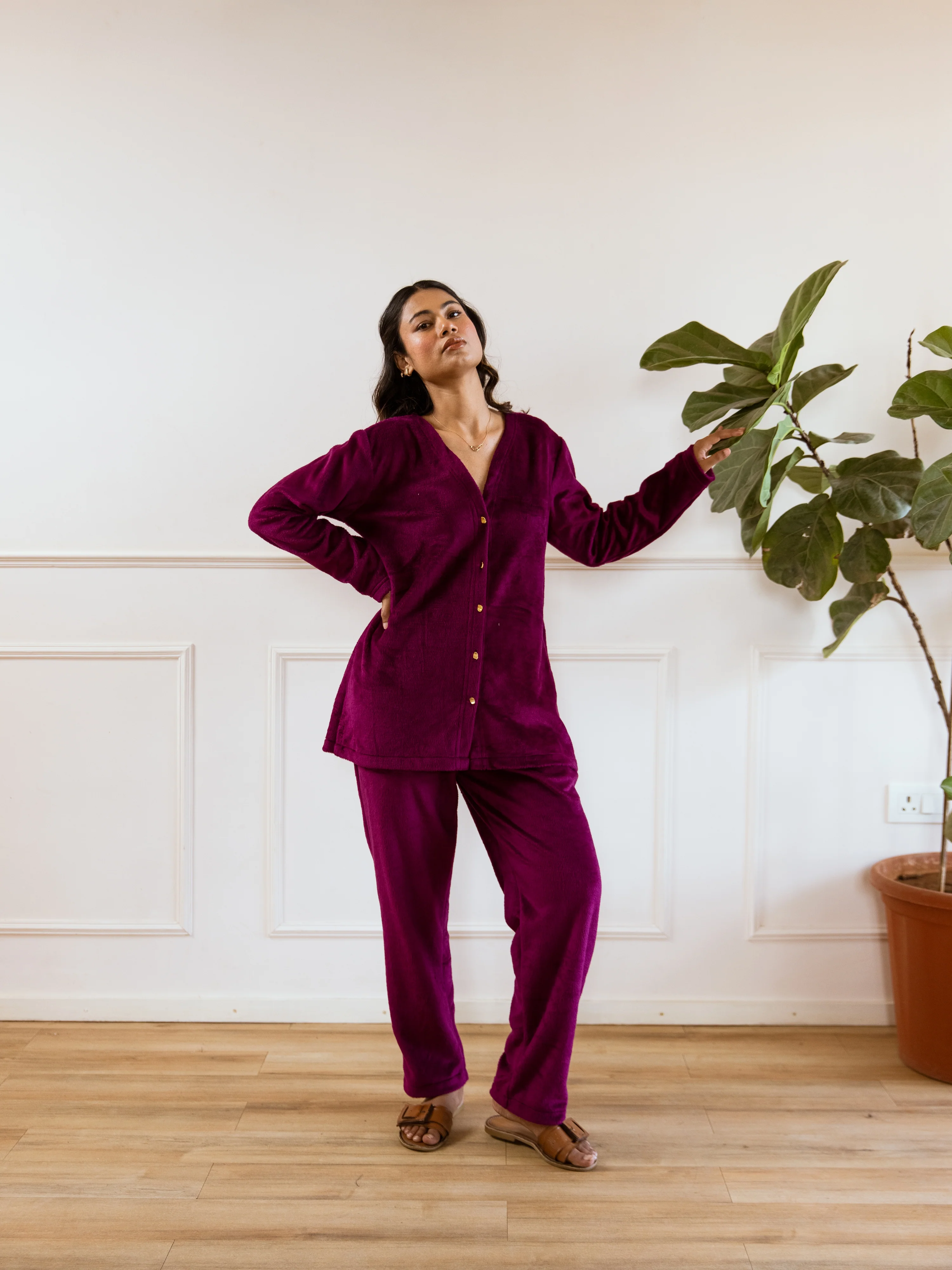 Wine Super Soft Woollen Cardigan Set - Image 10