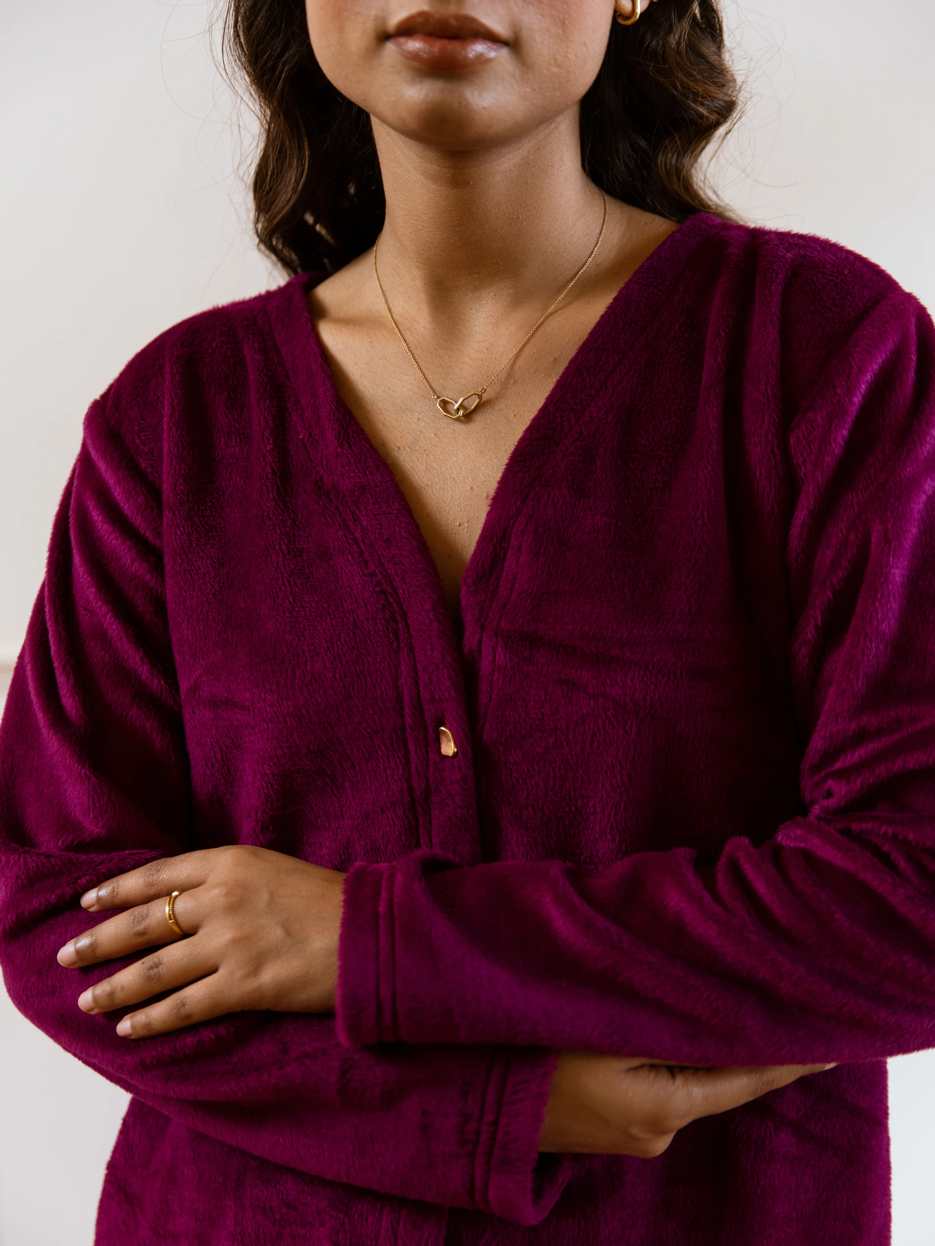 Wine Super Soft Woollen Cardigan Set - Image 2