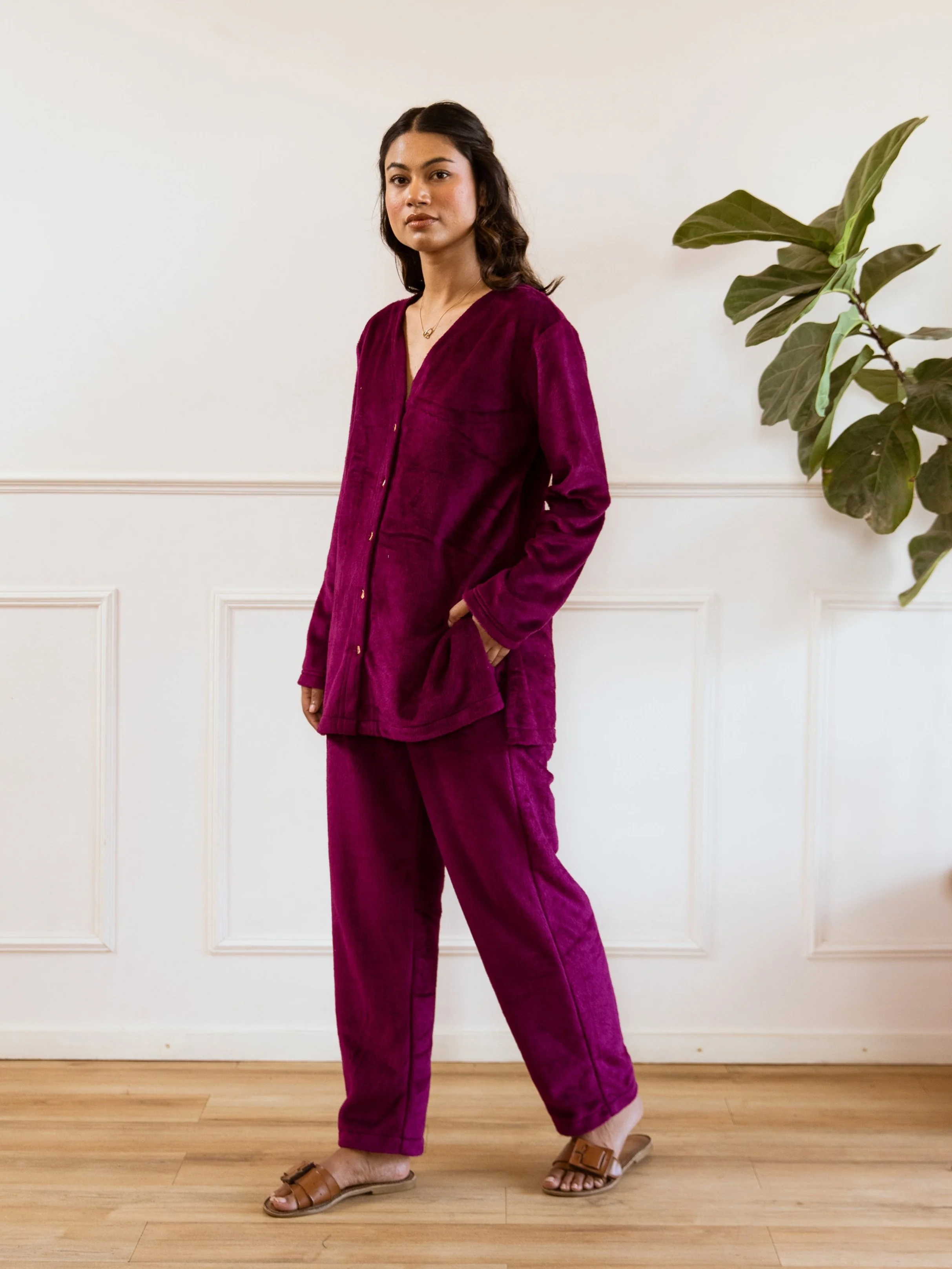 Wine Super Soft Woollen Cardigan Set - Image 3