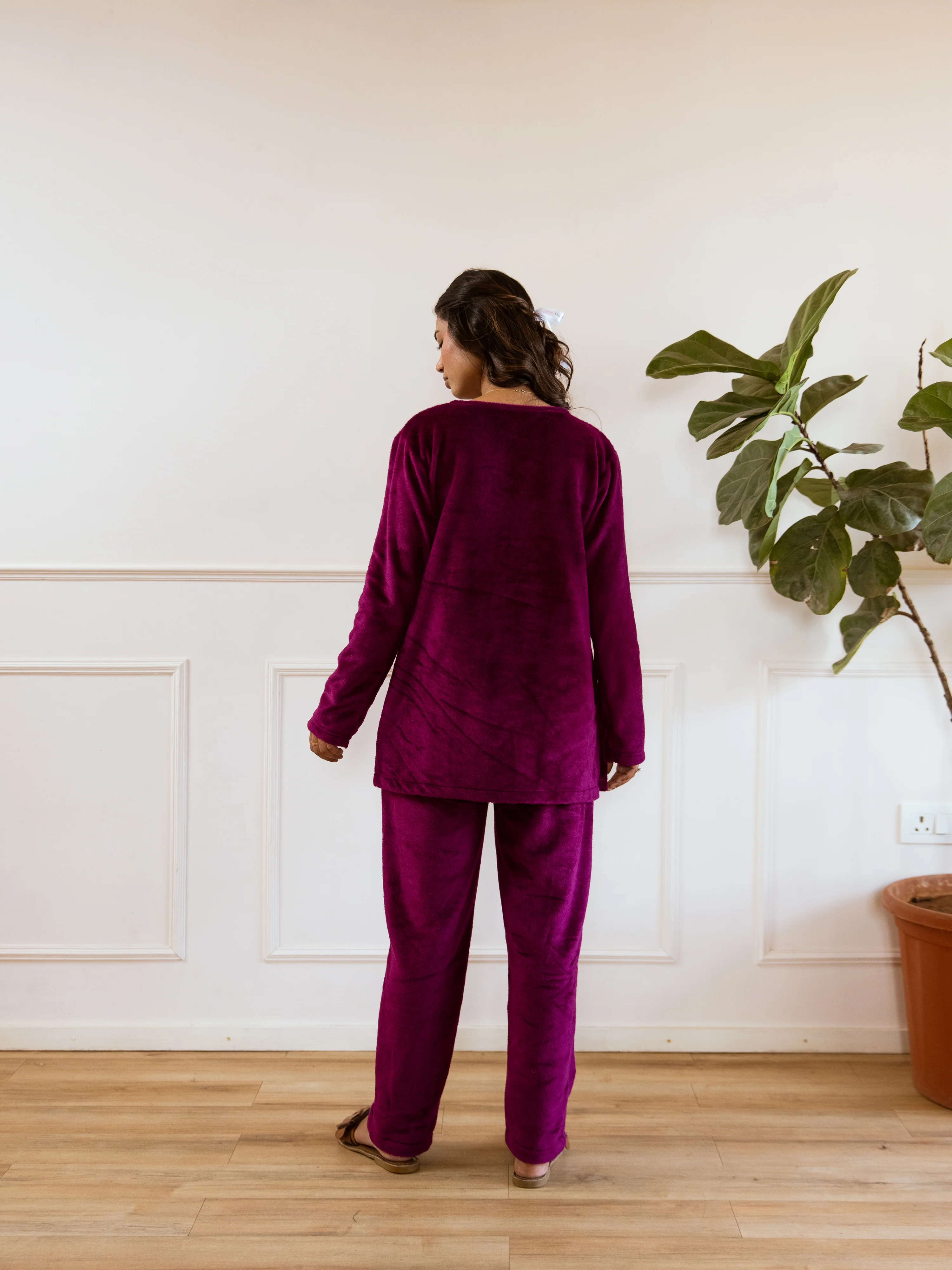 Wine Super Soft Woollen Cardigan Set - Image 4
