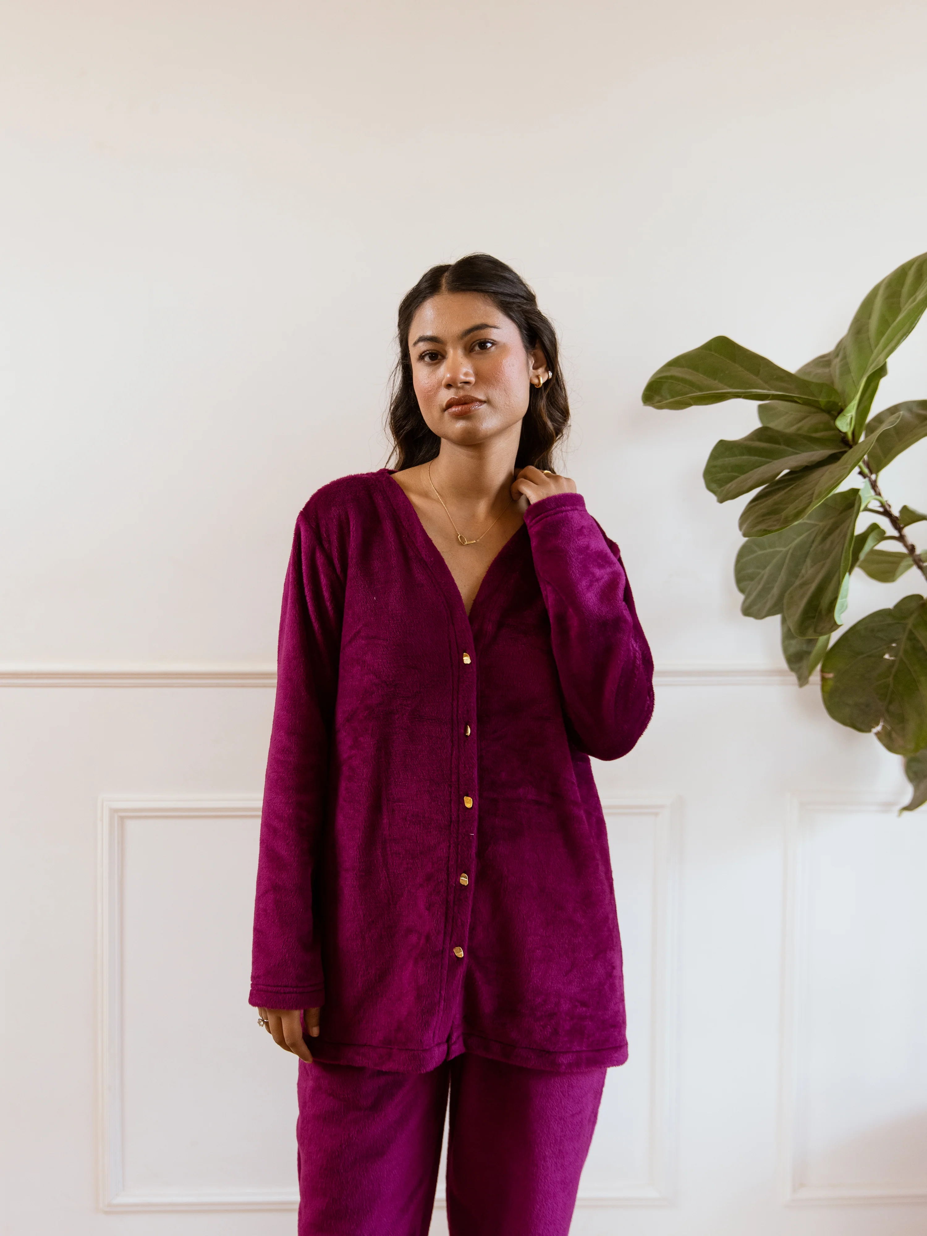 Wine Super Soft Woollen Cardigan Set - Image 5