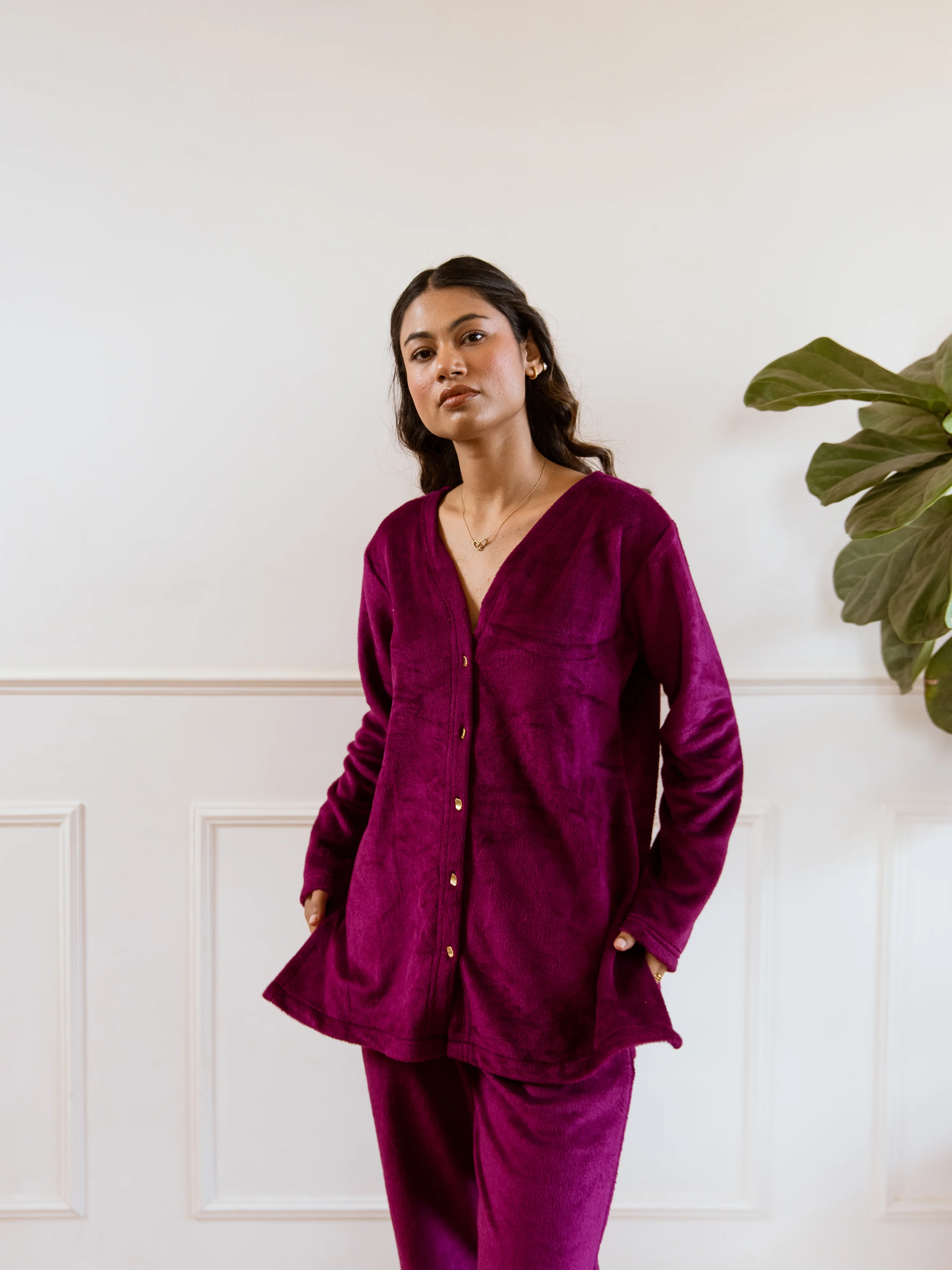Wine Super Soft Woollen Cardigan Set - Image 6