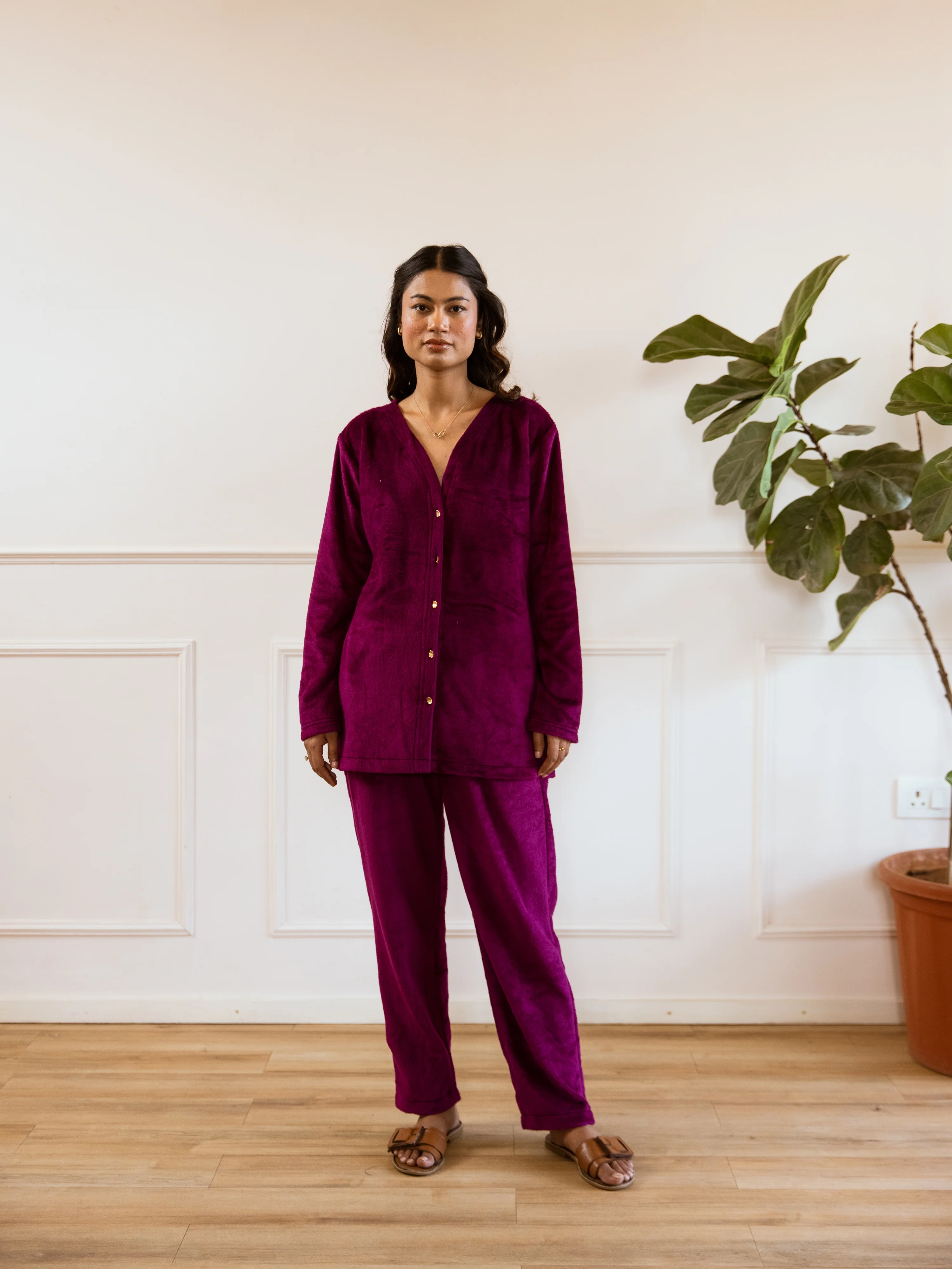 Wine Super Soft Woollen Cardigan Set - Image 7
